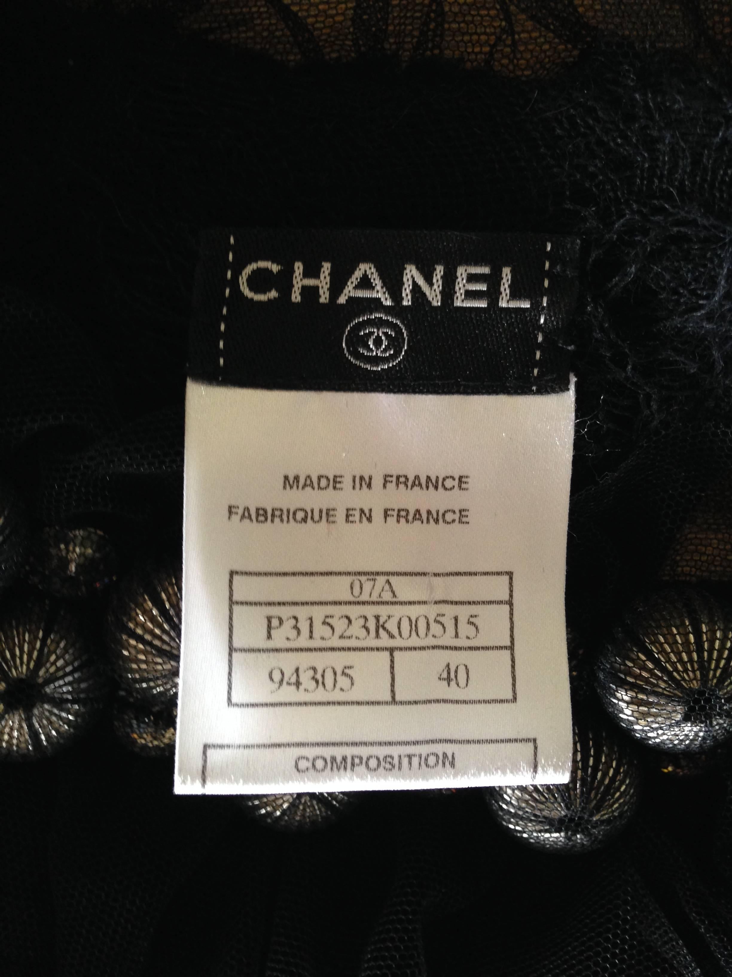 Chanel 2007A Demi Couture Black Lace Evening Gown with Large Rhinestones  For Sale 6