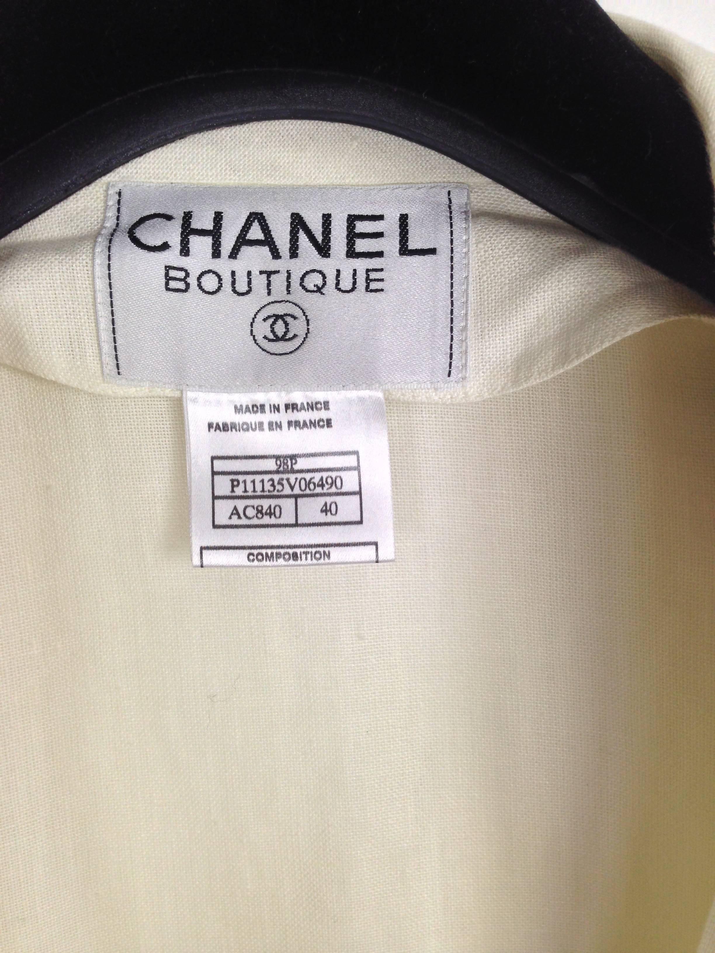 Chanel Boutique 98P Demi Couture Lesage White Linen Sequins Long Jacket & Dress For Sale 5