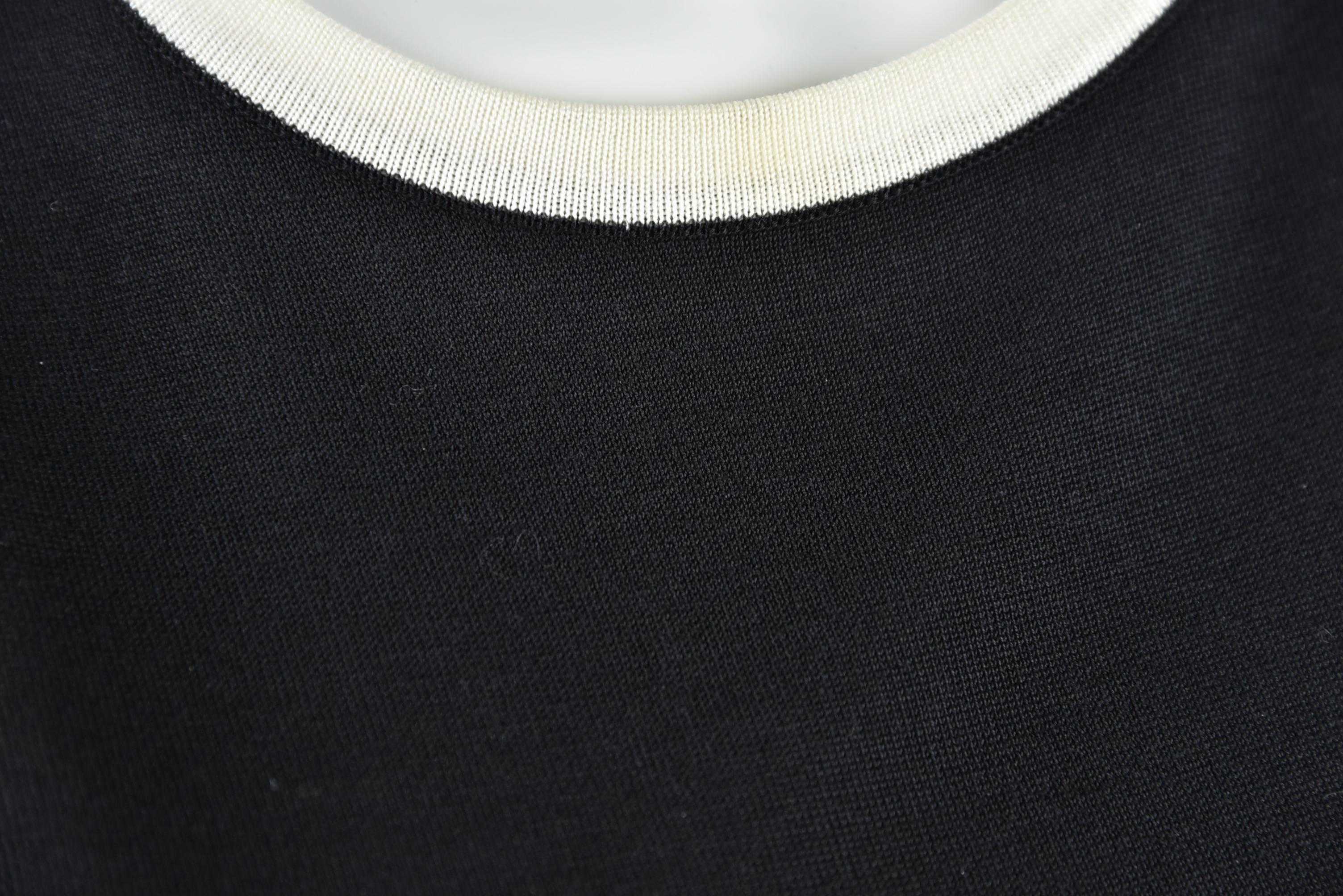Chanel Boutique 1996P  Black Cotton Sweater Set with White Trim FR44 5