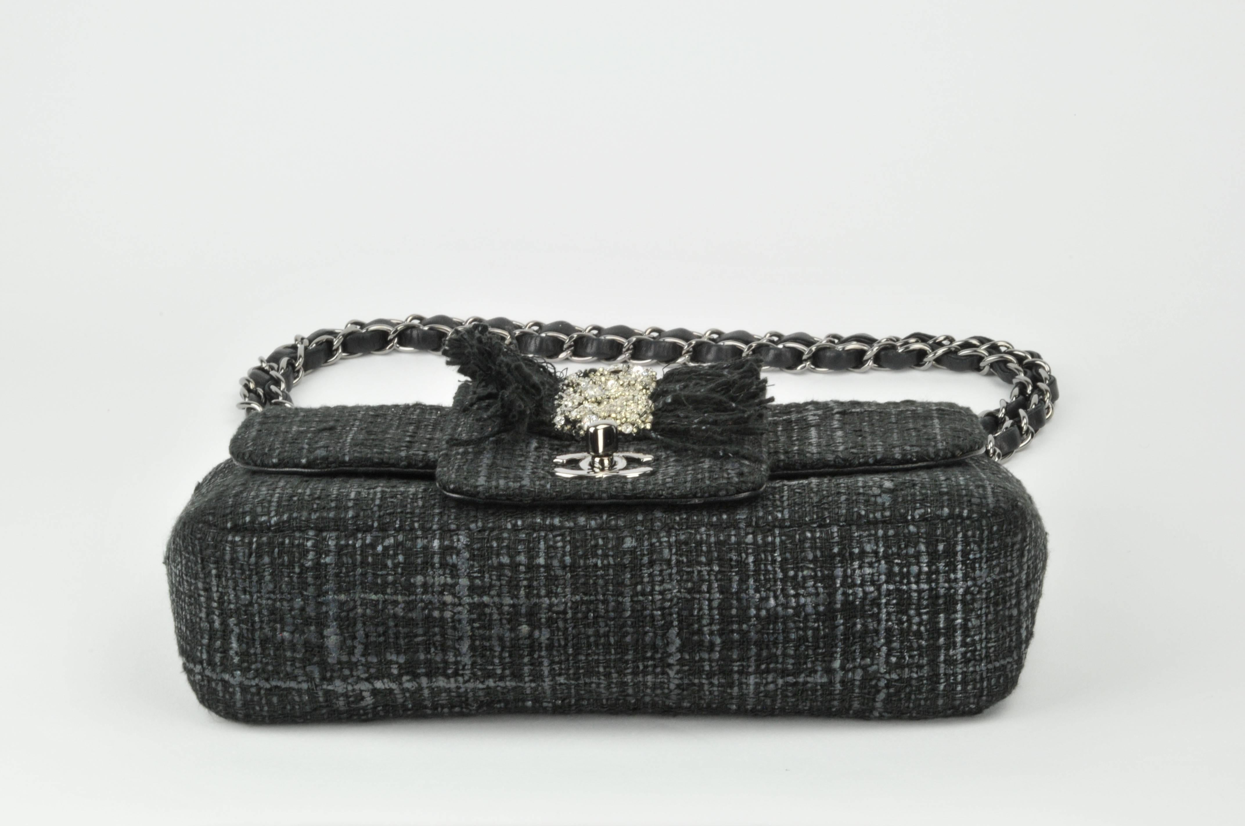 Women's Chanel Circa 2005 Black Tweed, Fringe and Vertical 1