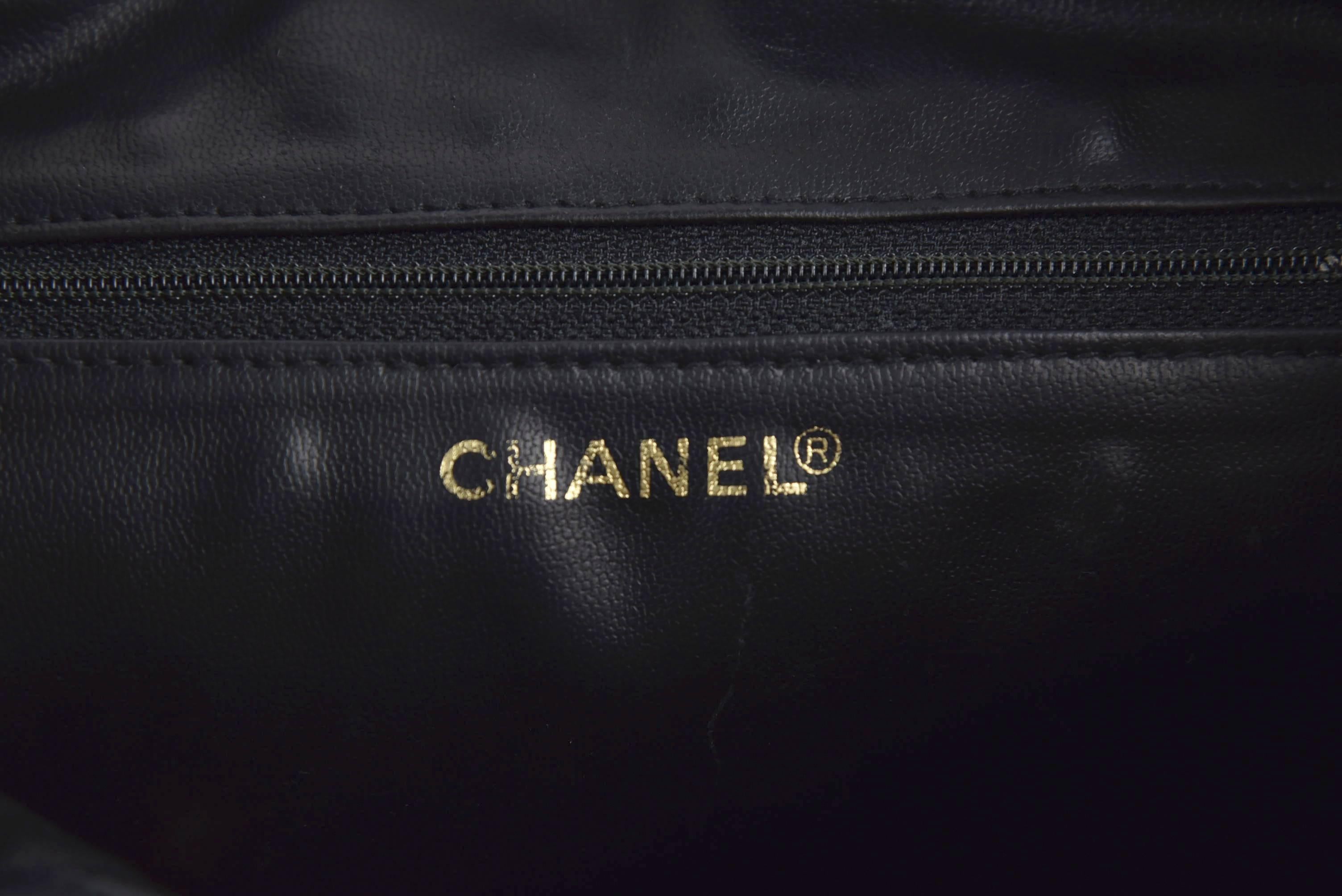 1990s Chanel Black Lambskin Large Backpack Excellent Condition 4