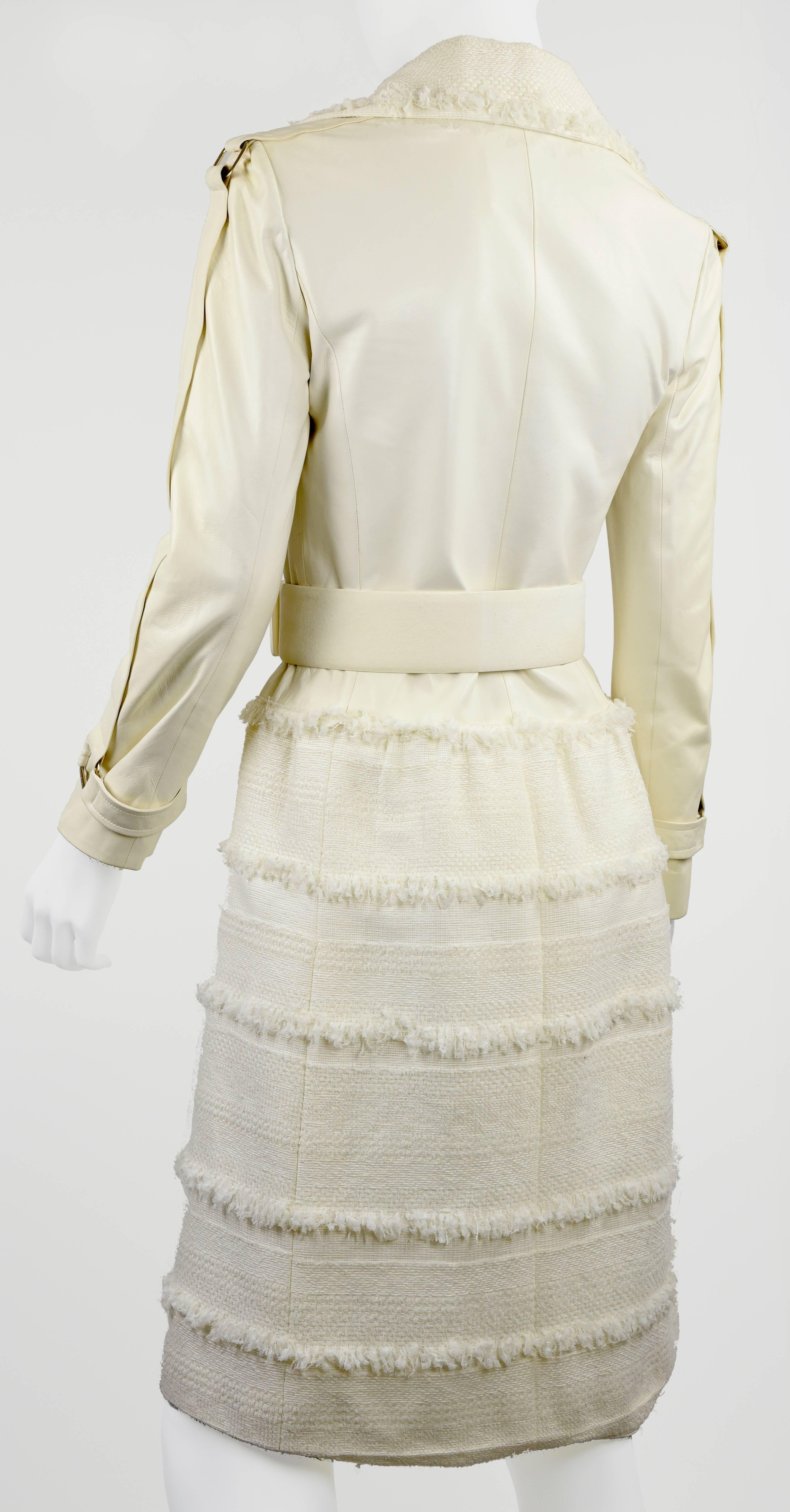 2008 Chanel White Lambskin Dress with Lambskin, Suede & Gripoix Belt, Size 38 For Sale 3