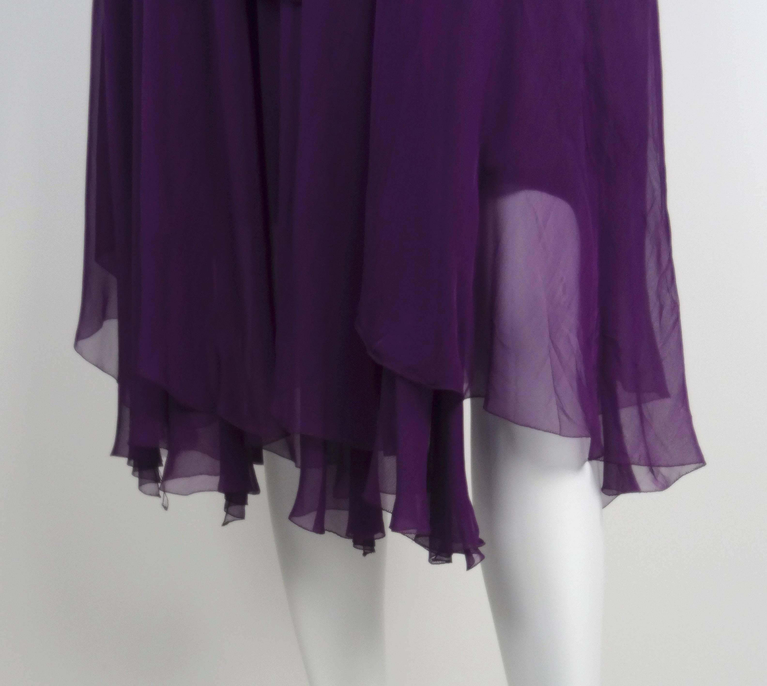 Chanel Boutique 1995A Violet Silk Mousseline Evening Gown with Ruched Midriff  For Sale 3