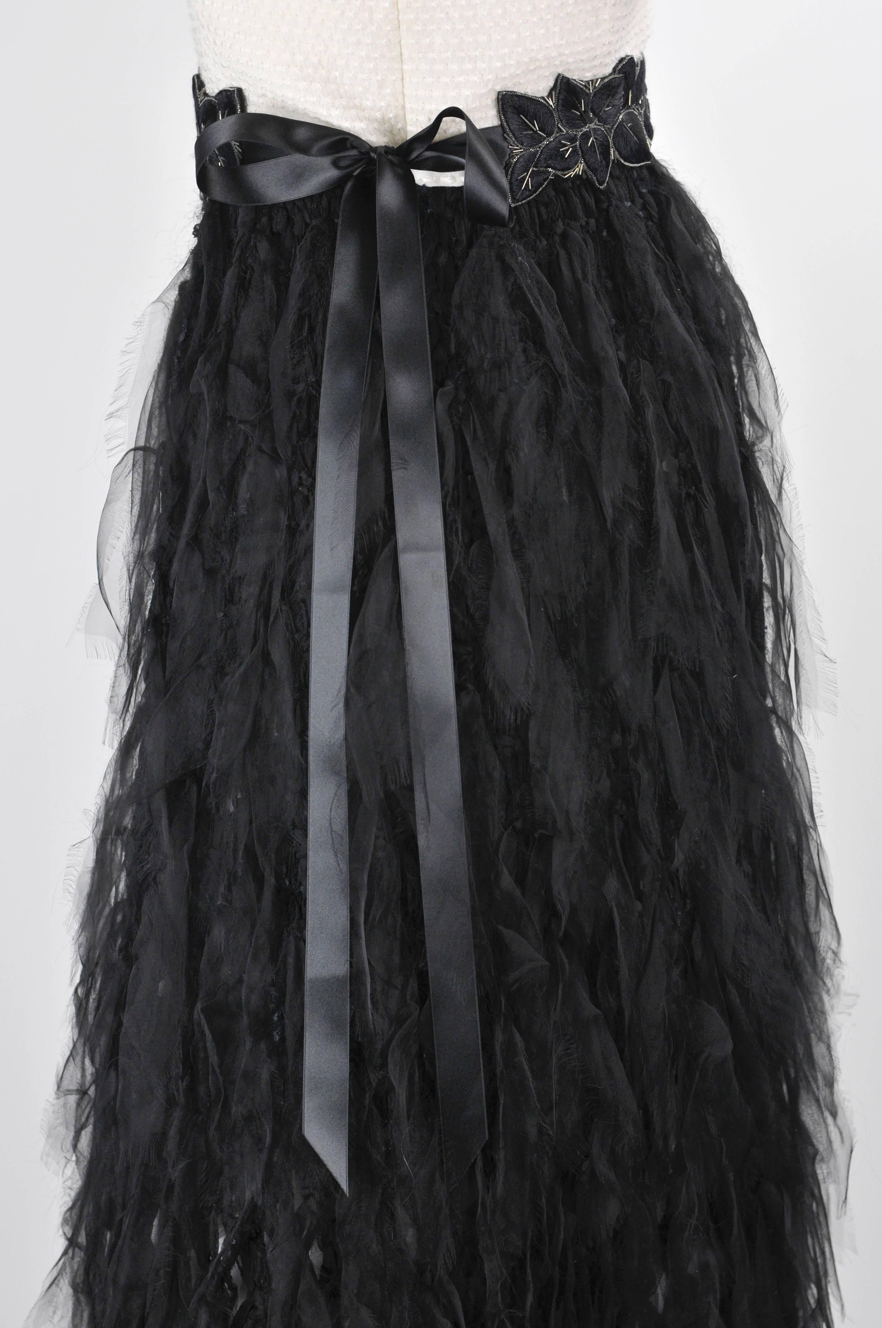 Chanel Demi Couture 2010s Lesage Black & White Evening Gown w/ 