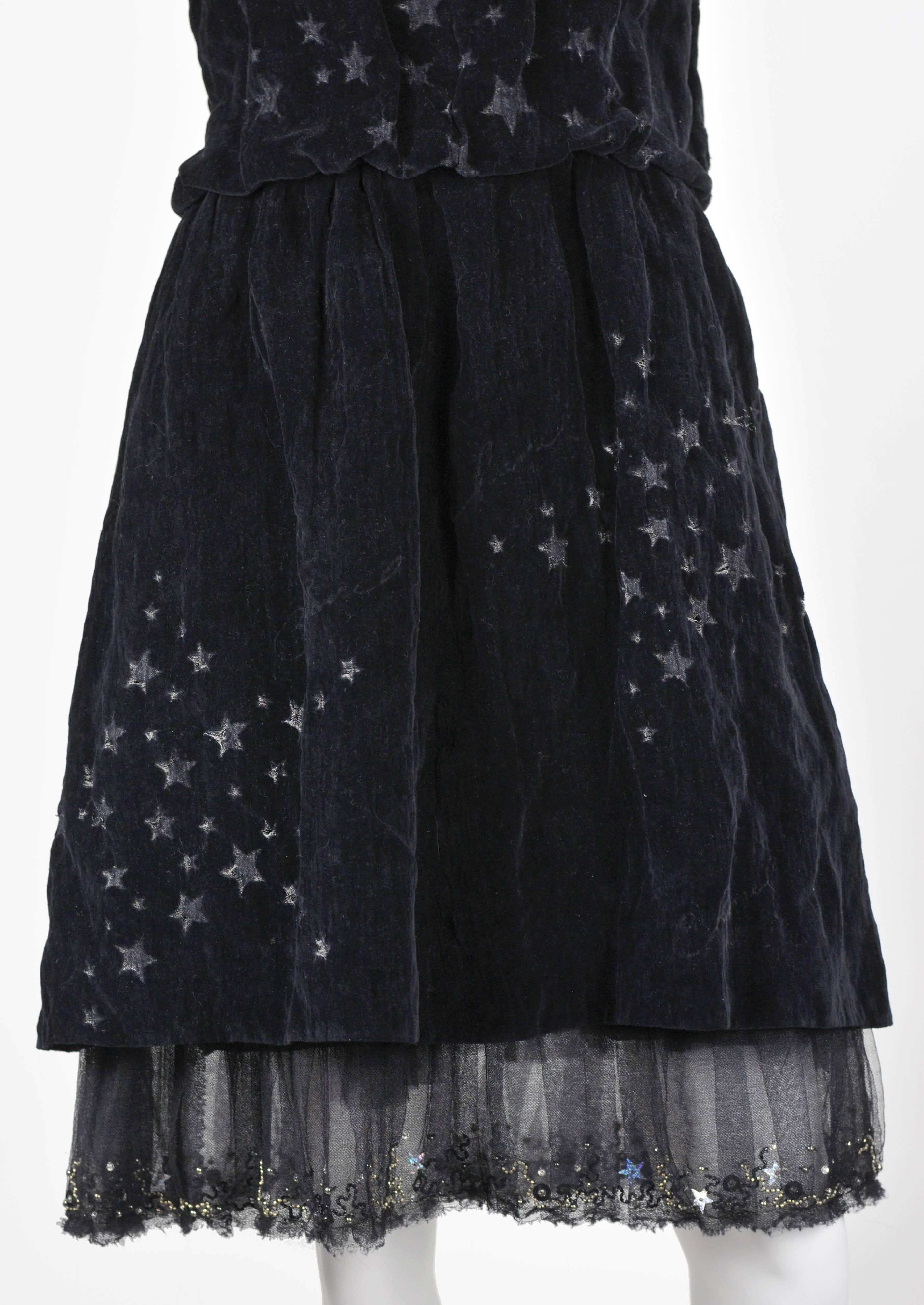 Chanel 2007A Demi Couture  Black Velvet Evening Dress w/ Beading and Stars FR 34 For Sale 5