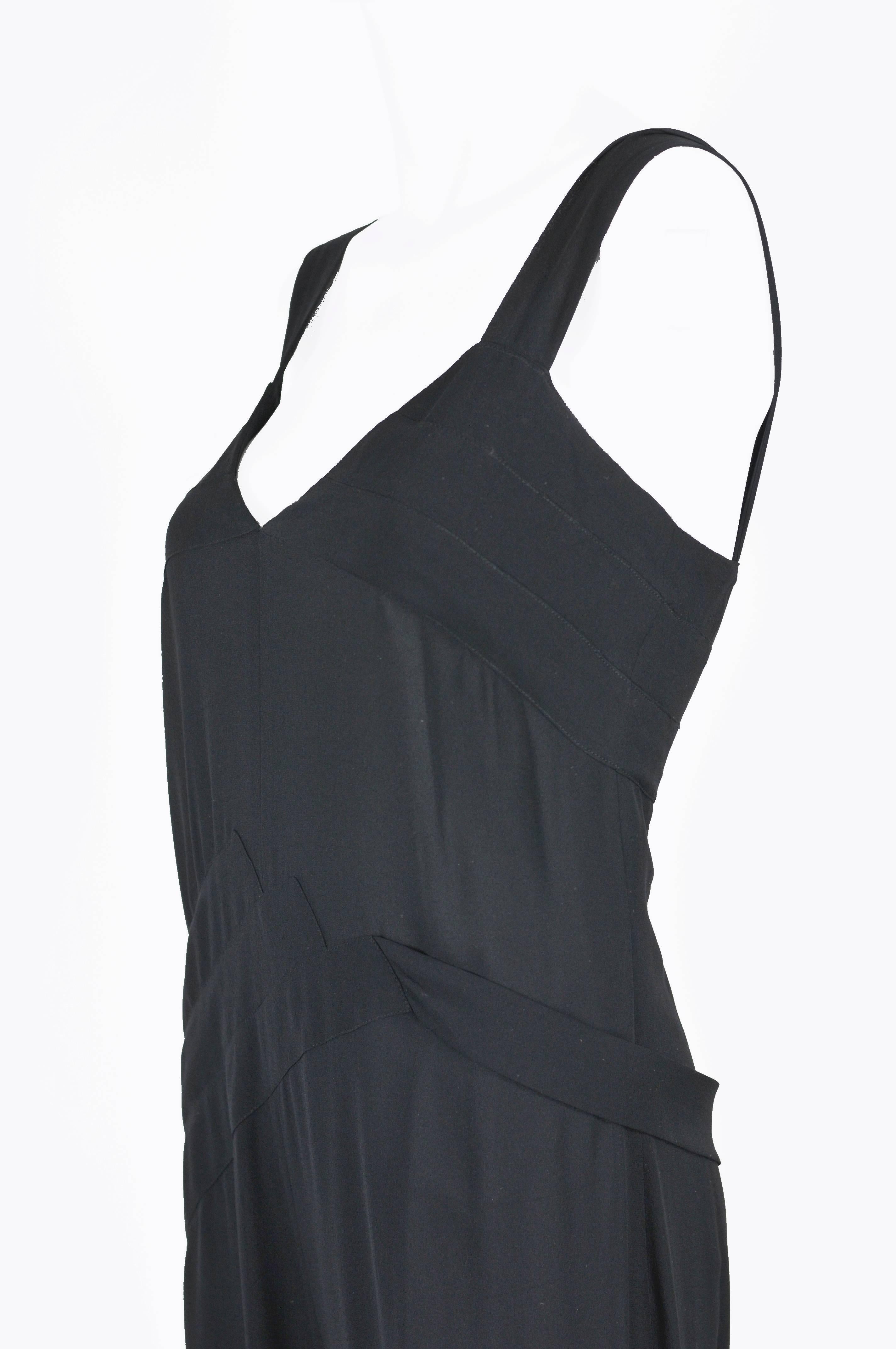 Women's Chanel Boutique1999P Black Silk Jumpsuit with Floating Long Side Panel FR 42 For Sale