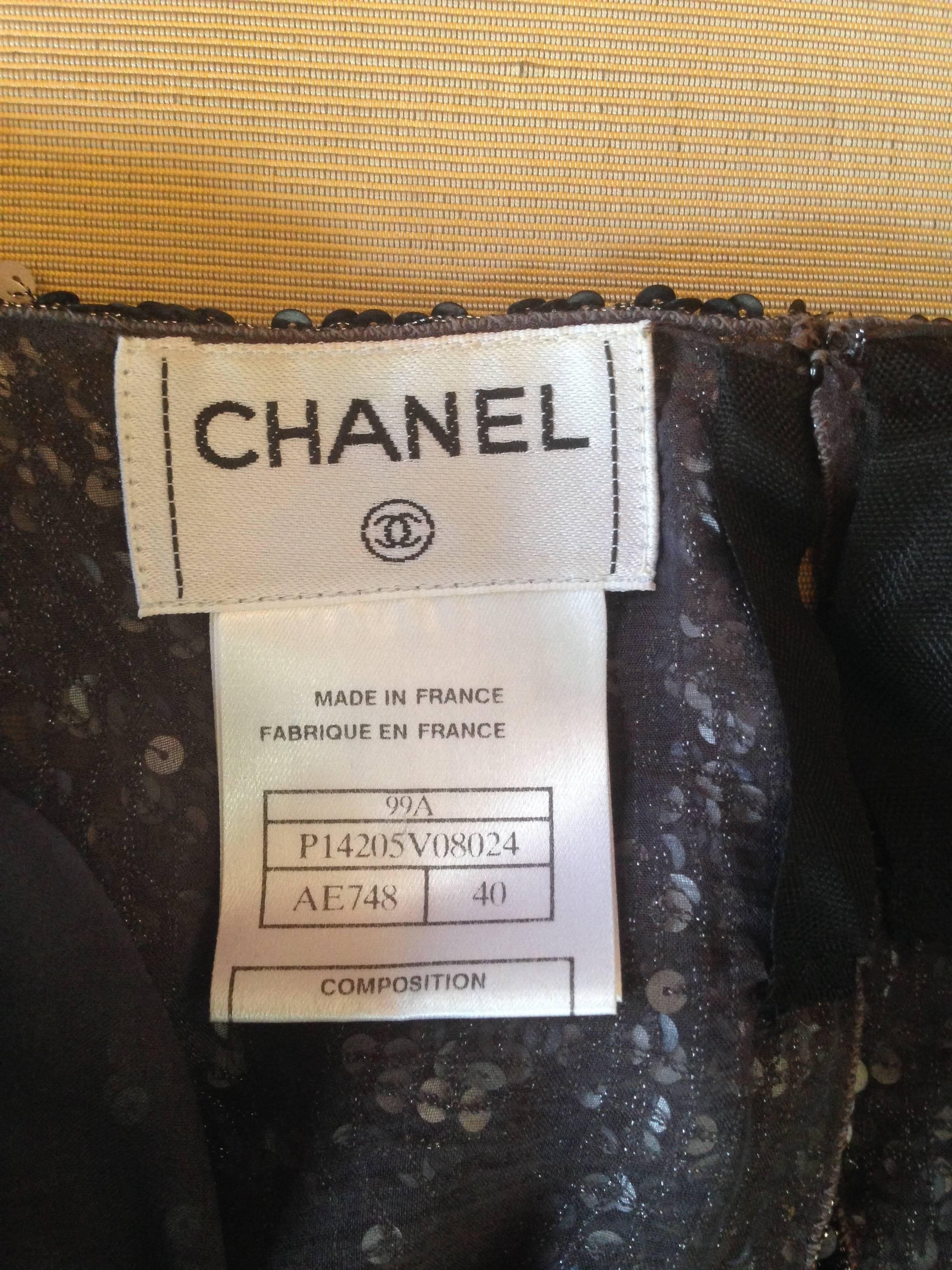 Chanel 1999A Pewter/Silver Sequin Top    FR 40 For Sale 5