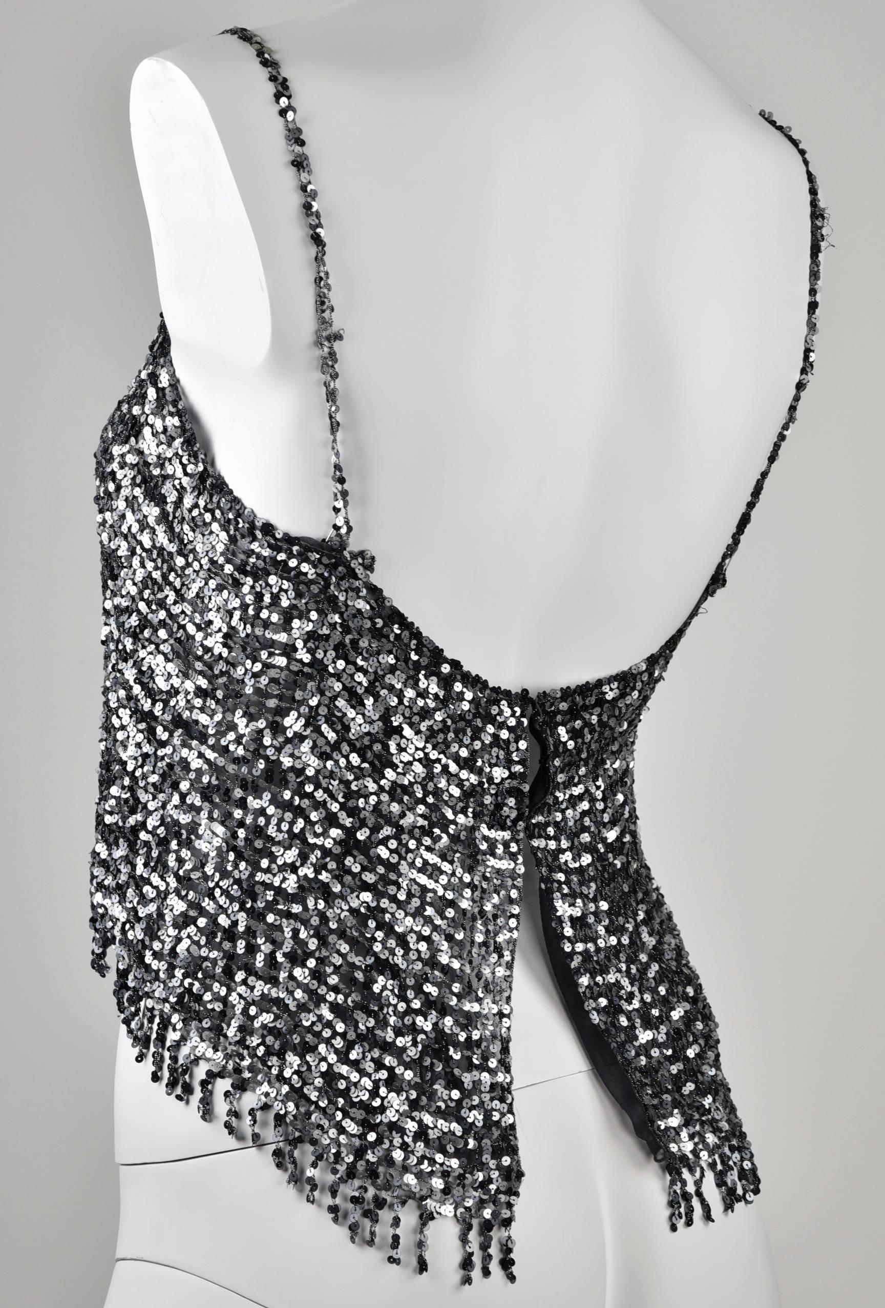Chanel 1999A Pewter/Silver Sequin Top    FR 40 For Sale 1