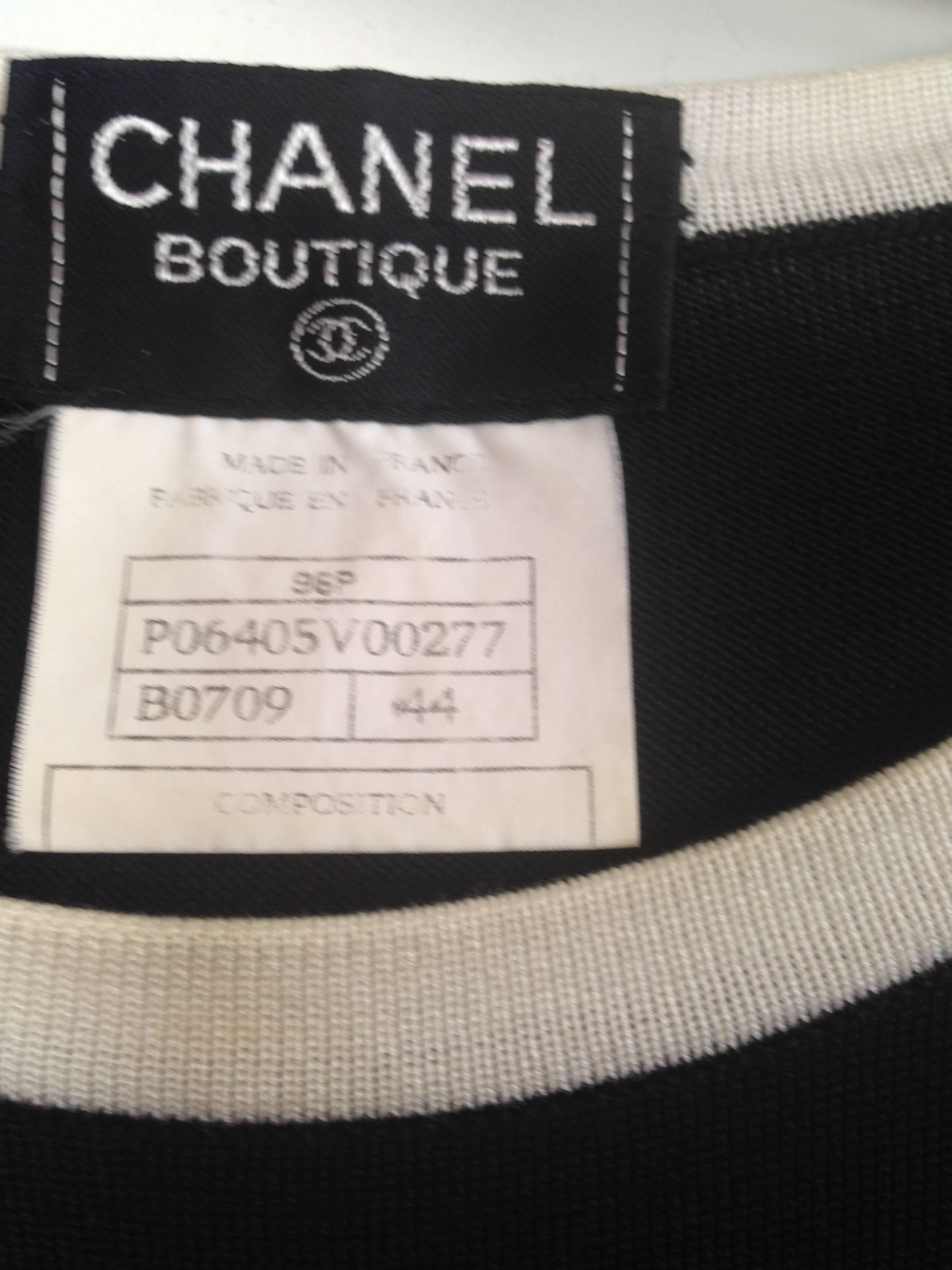 Chanel Boutique 1996P  Black Cotton Sweater Set with White Trim FR44 6