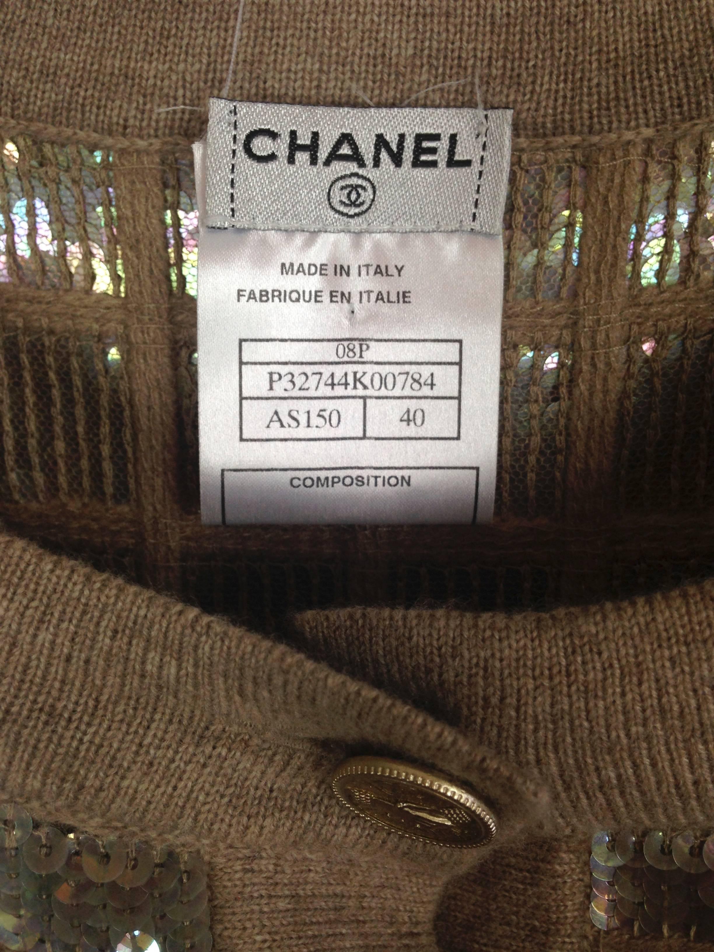 2008P Chanel Beige Cashmere Cardigan With 1