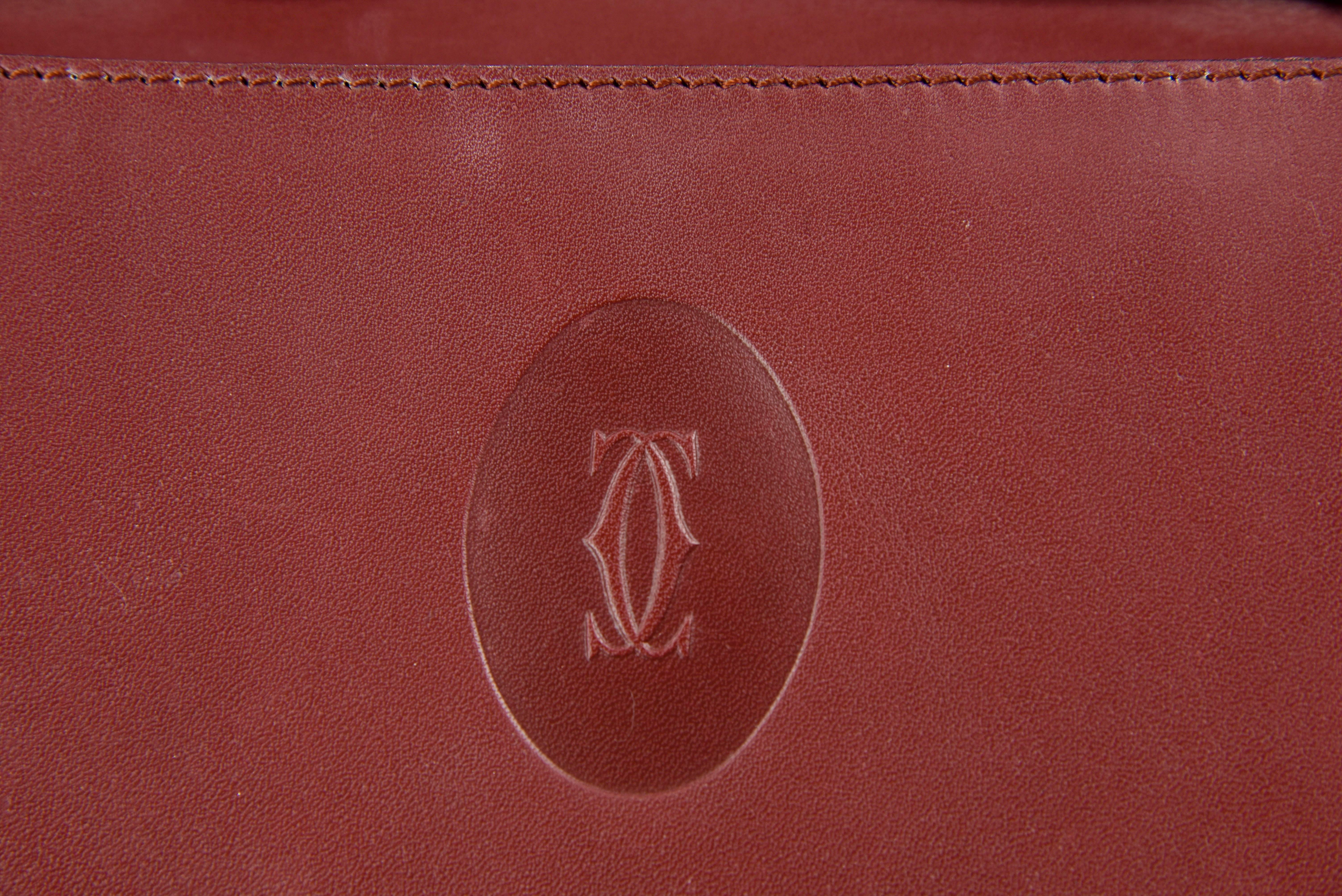 1990s Cartier Bordeaux Leather Shoulder Bag 