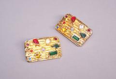 1980's Musi Bejeweled Gold Tone Shoe Clips
