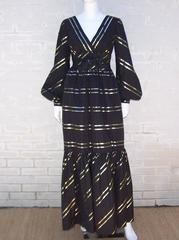 Fabulous 1960's Kiki Hart Black & Gold Taffeta Dress