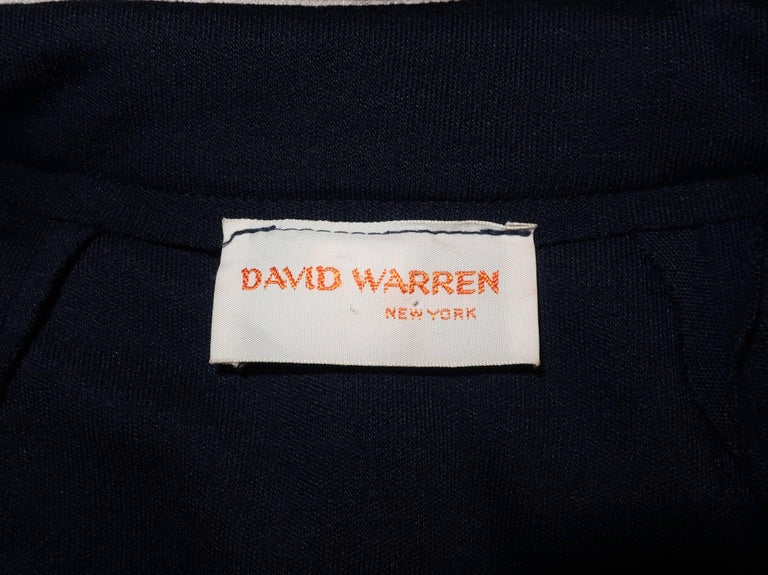 1980's David Warren Navy Blue and White Wool Knit Dress at 1stDibs ...