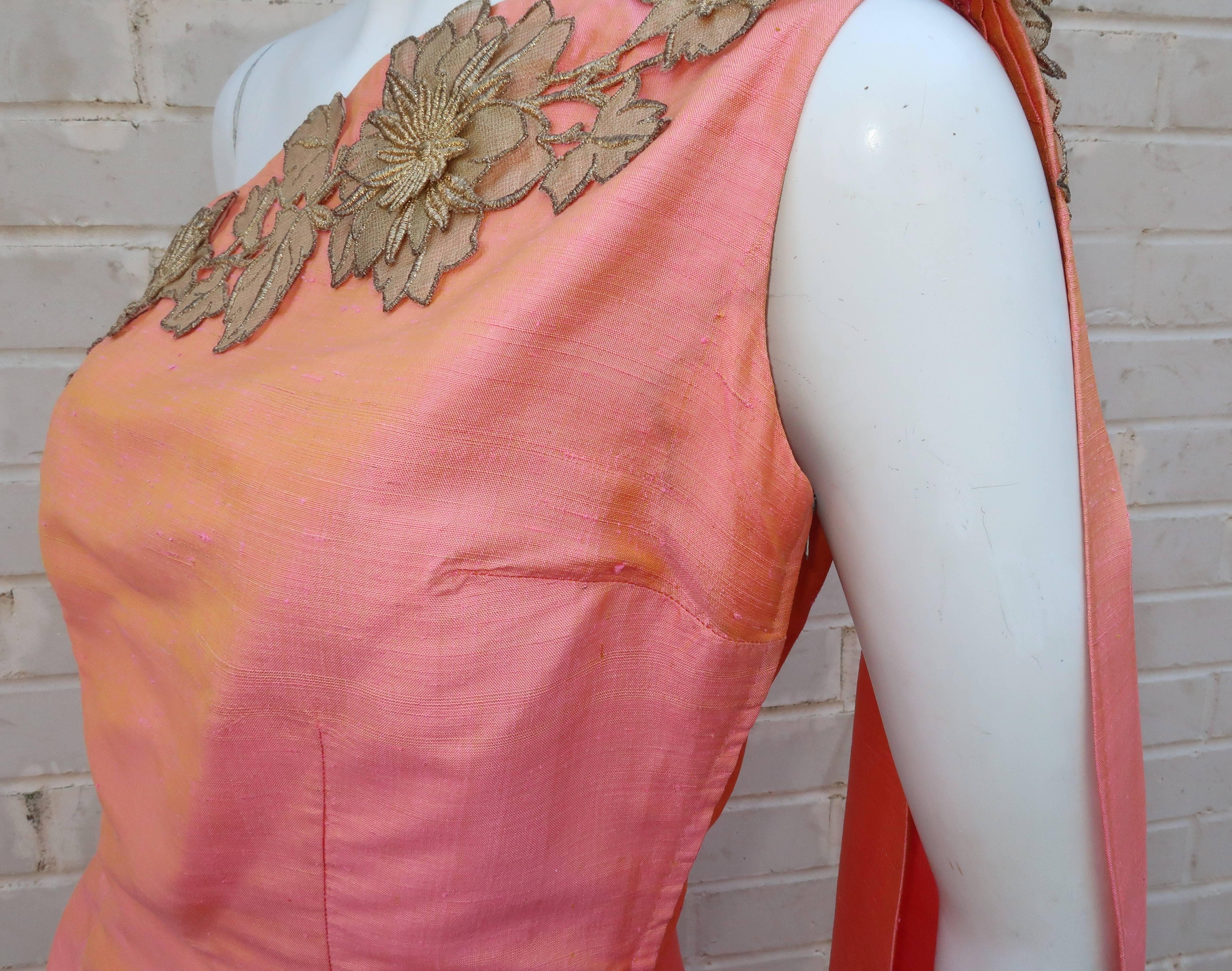 1950's Dupioni Silk One-Shoulder Goddess Dress With Drape 2
