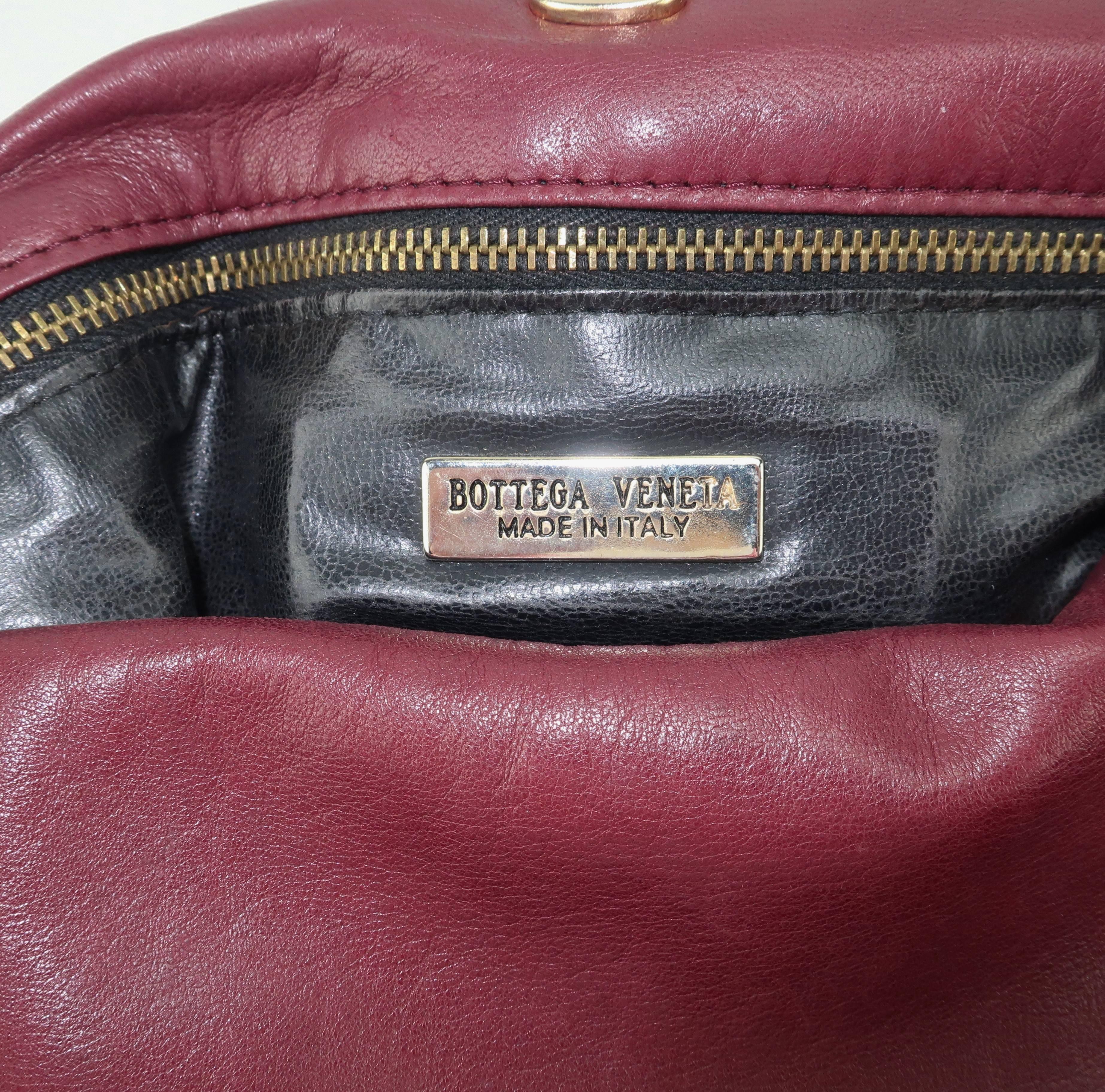 Vintage Bottega Veneta Burgundy Intrecciato Leather Shoulder Handbag 5