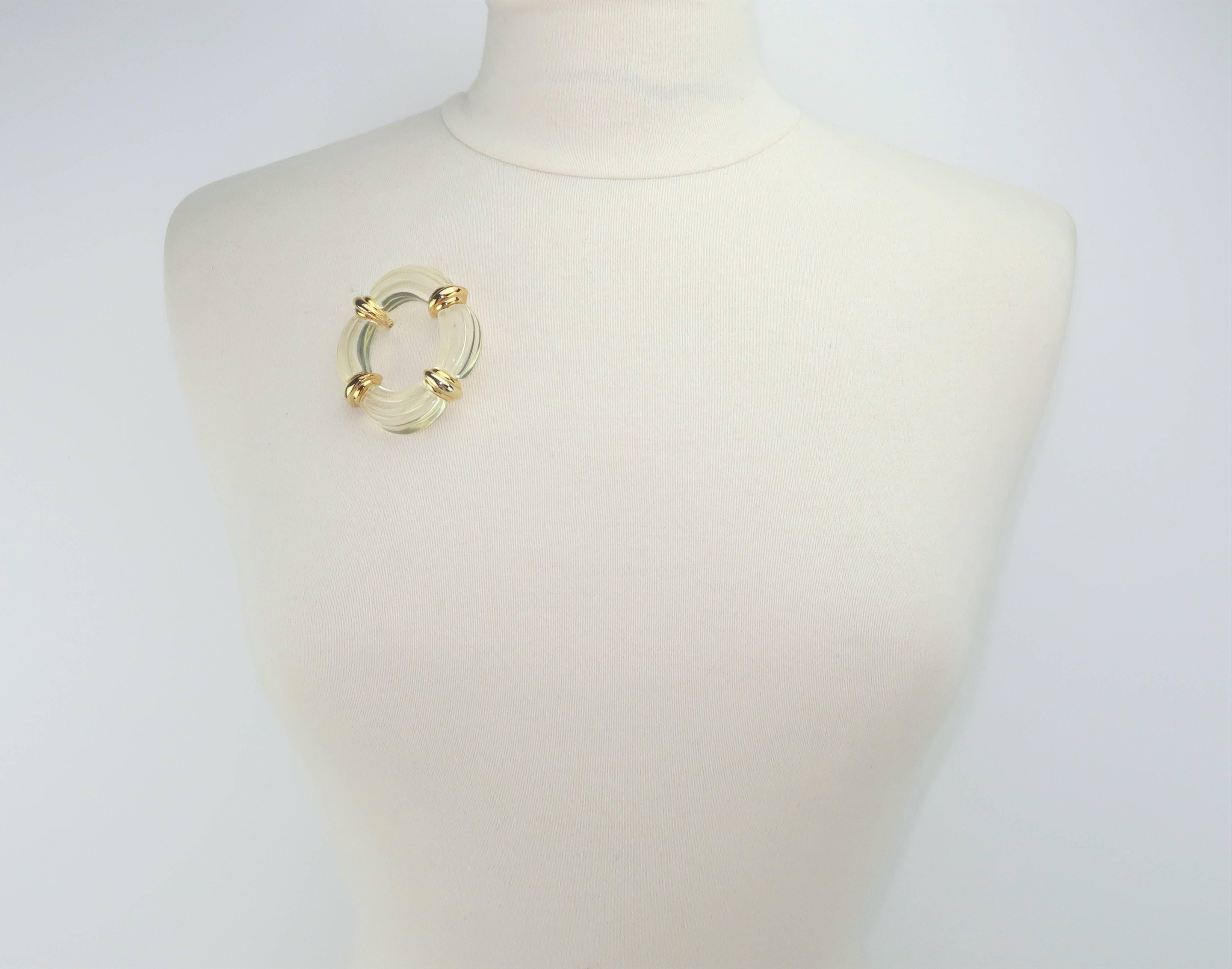 Vintage Givenchy Lucite & Gold Tone Brooch 2