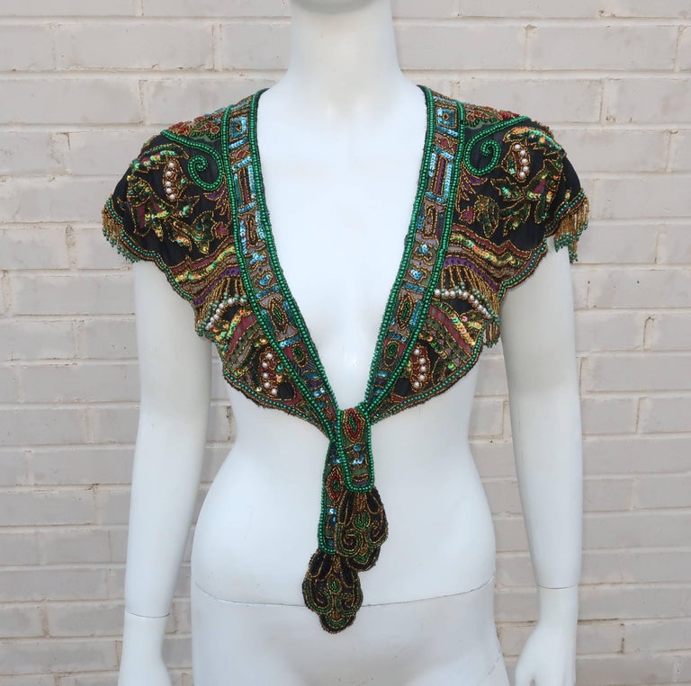 1970's Egyptian Revival Style Beaded and Fringed Bohemian Bib Collar at ...