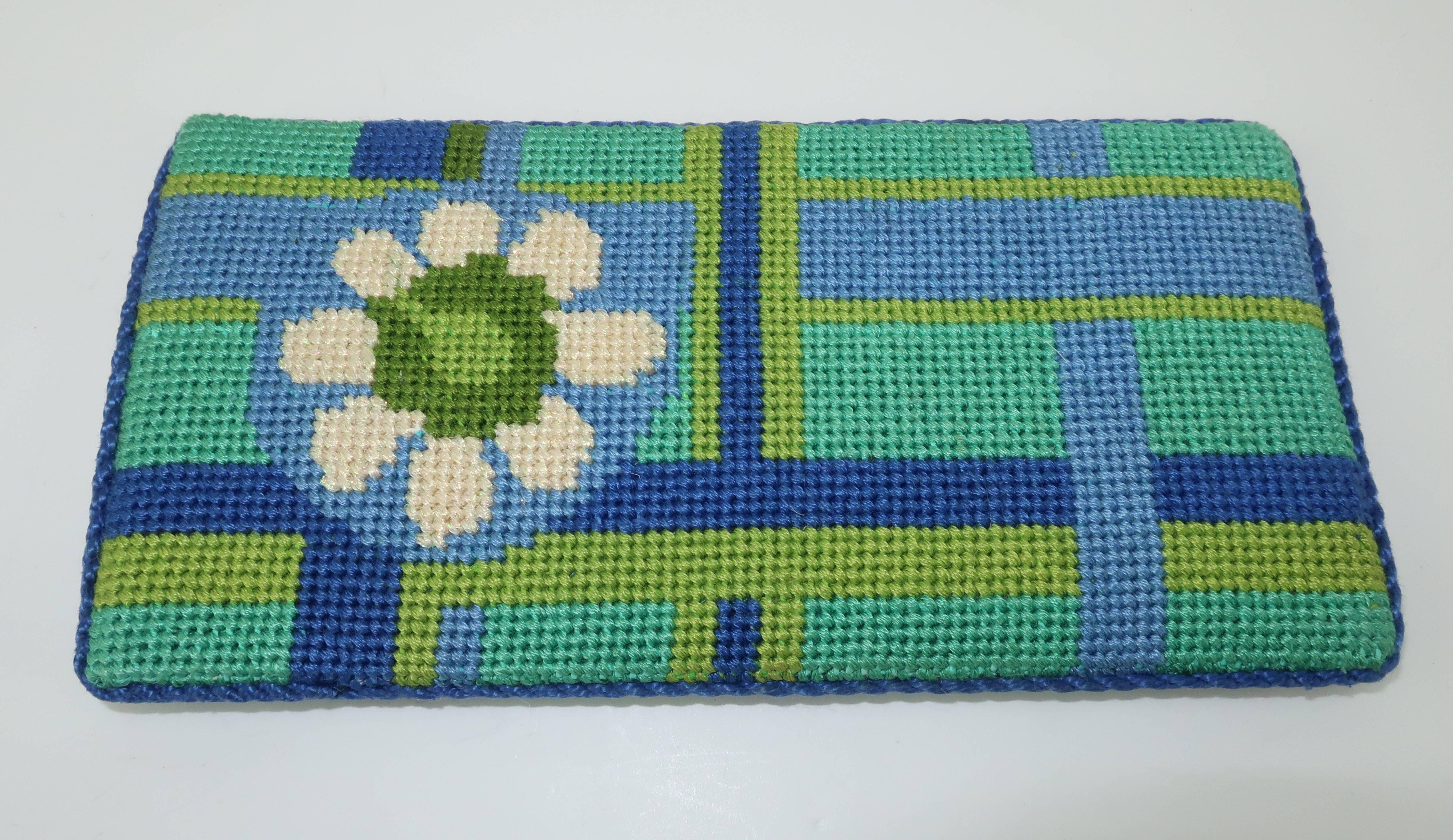 Whimsical Vintage Needlepoint Ladybug Eyeglasses Case In Excellent Condition In Atlanta, GA