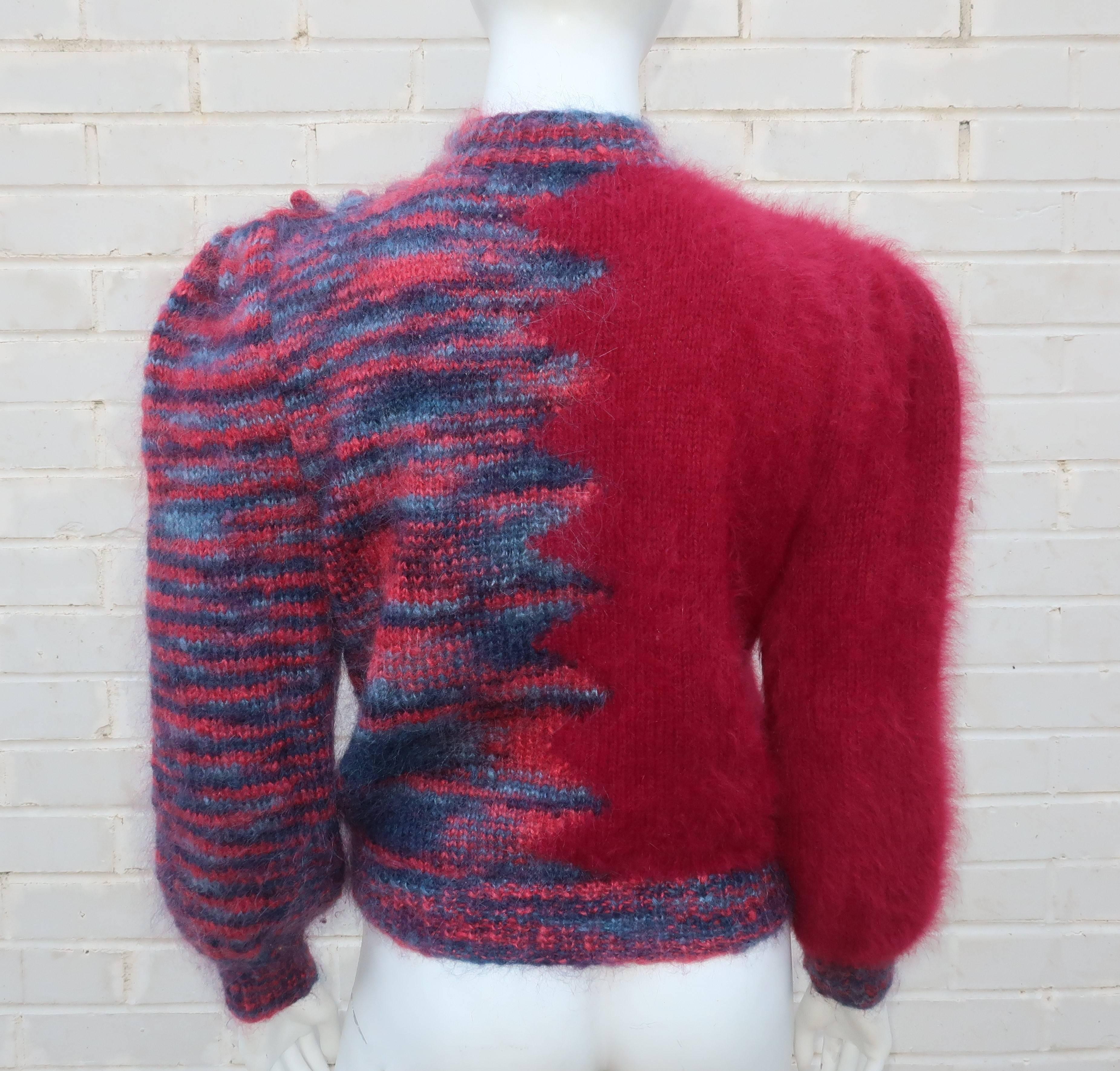 1970s Cranberry Red Angora Sweater 5