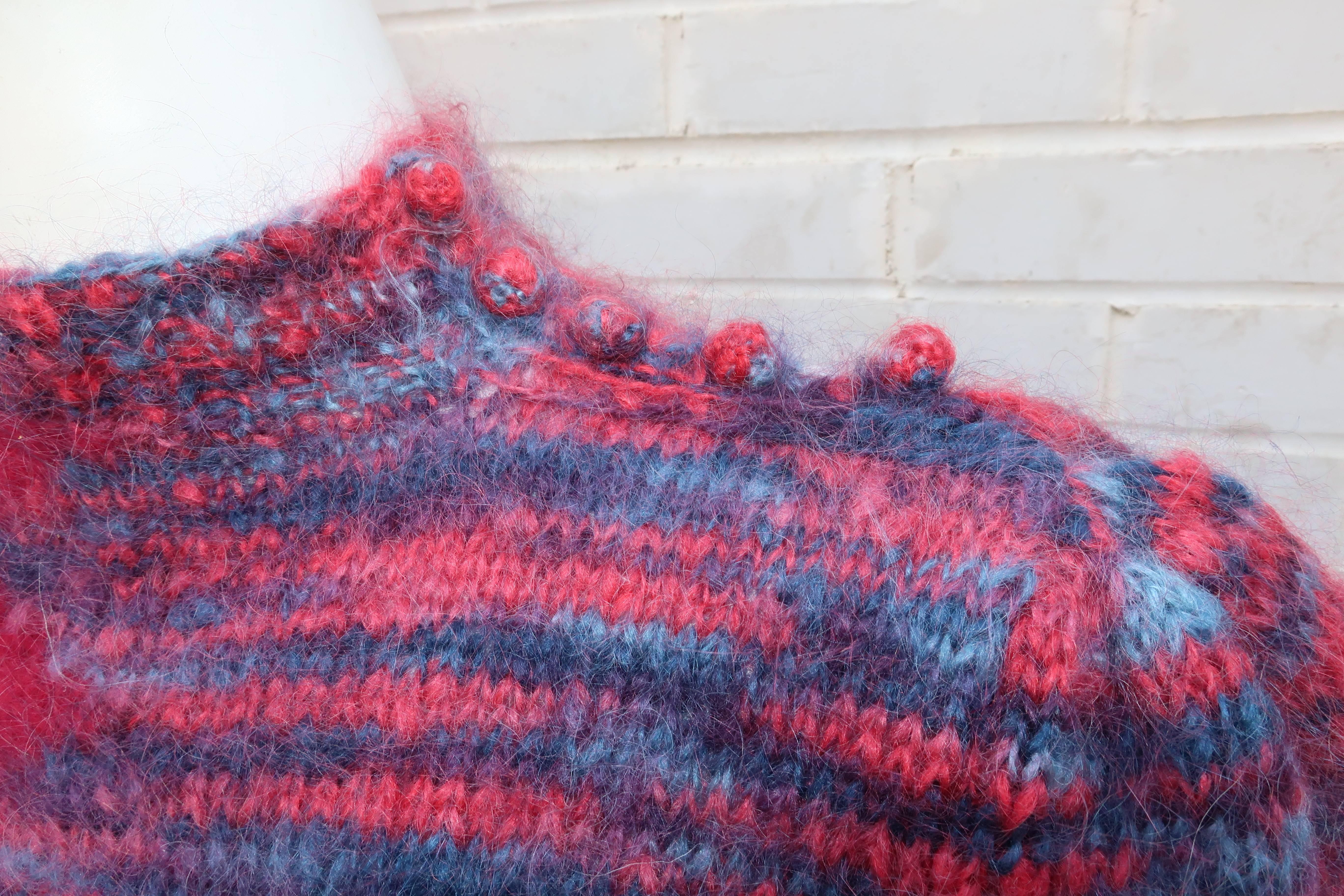 1970s Cranberry Red Angora Sweater 2