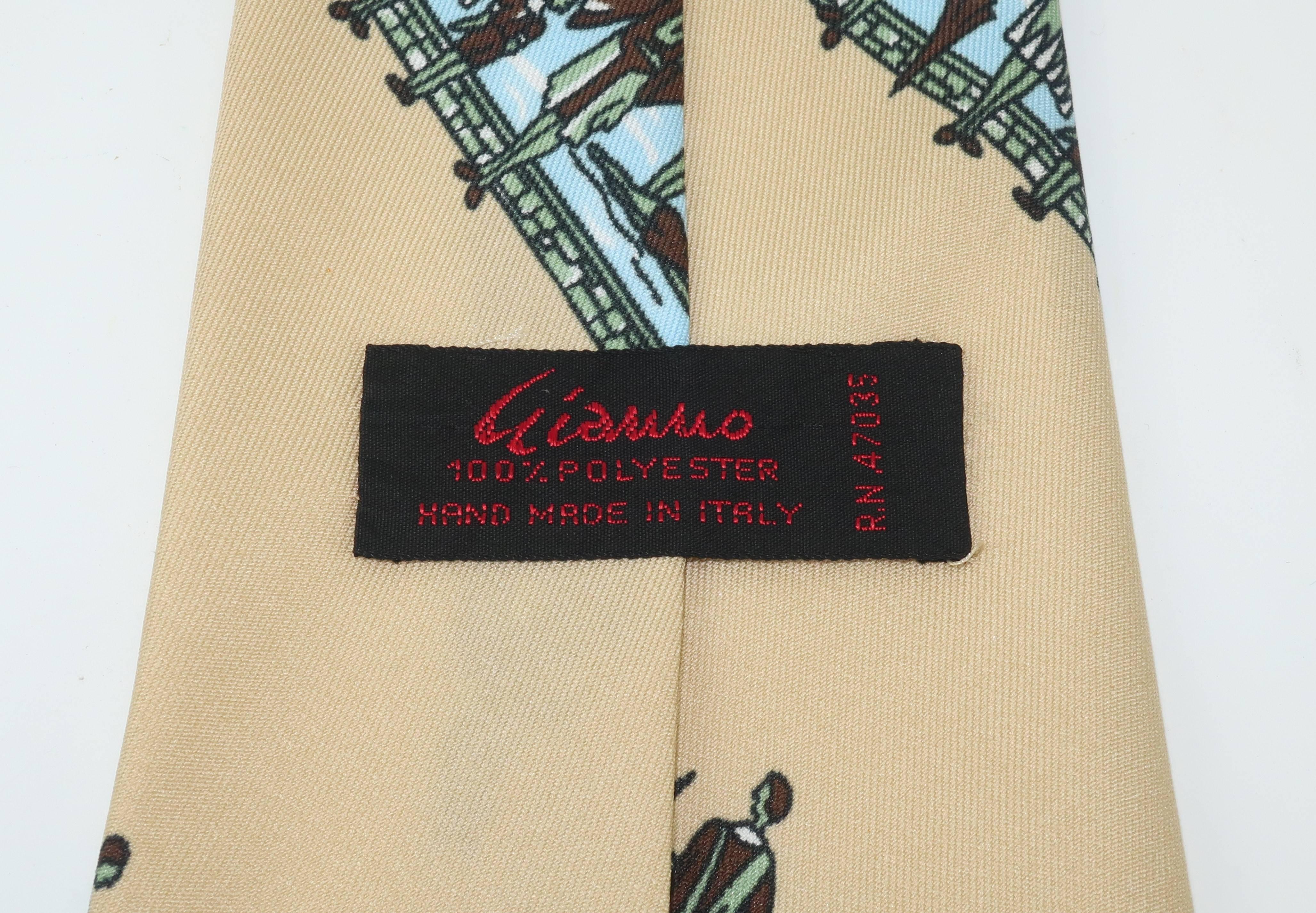 Circa 1970 Italian Art Deco Revival Men's Wide Necktie In Excellent Condition In Atlanta, GA