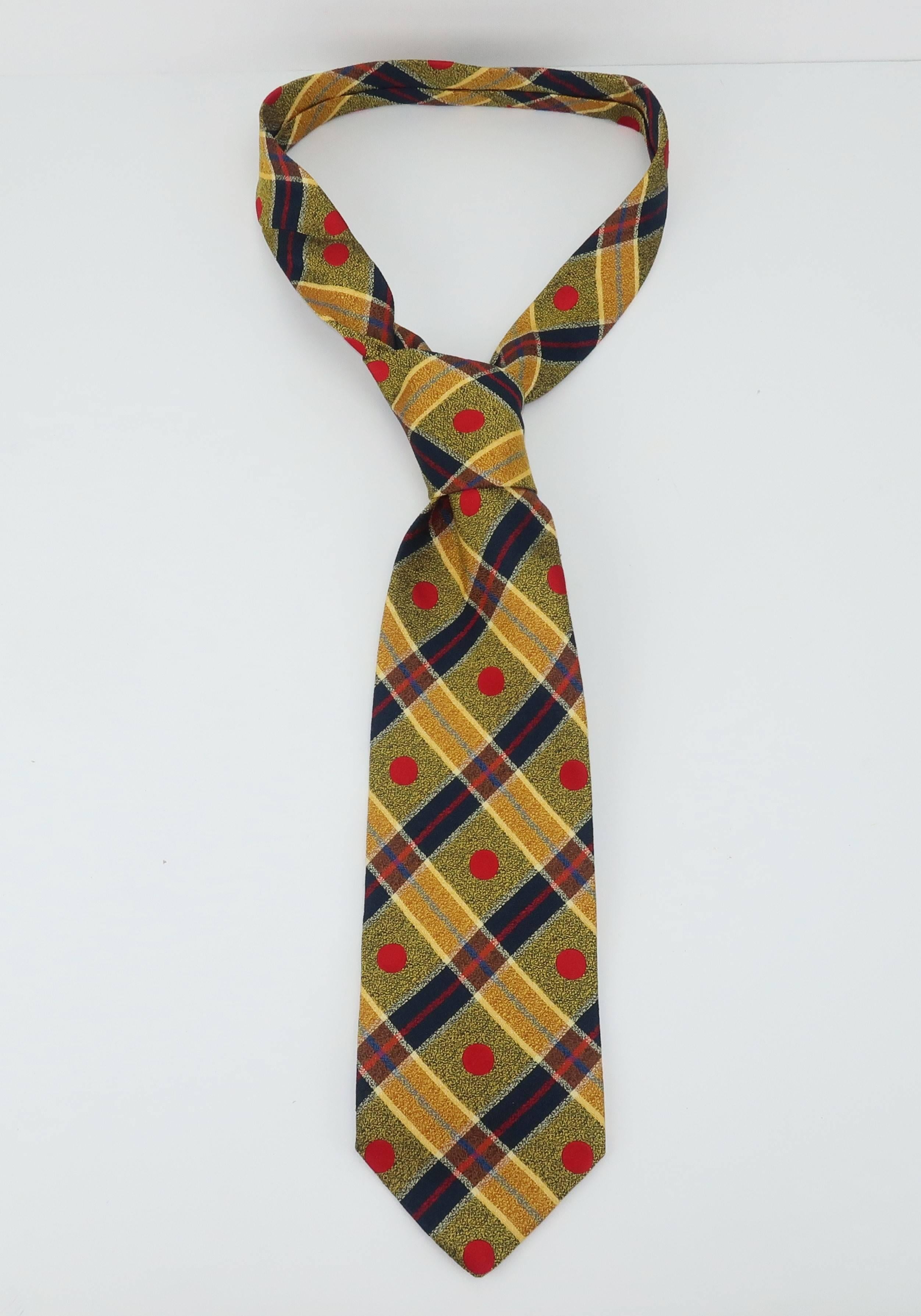 1990's Ungaro Silk Plaid Men's Necktie In Excellent Condition In Atlanta, GA