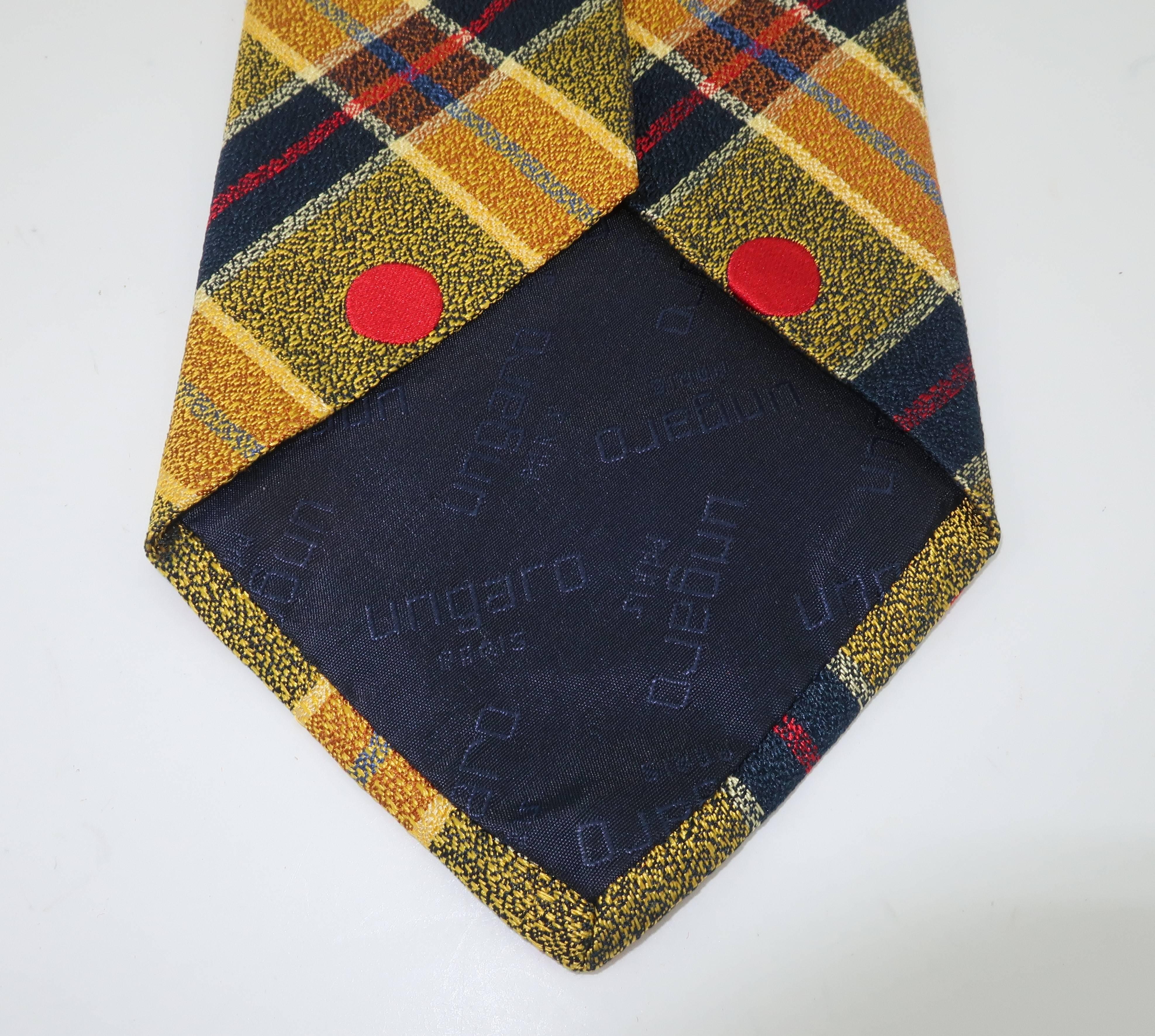 1990's Ungaro Silk Plaid Men's Necktie 3