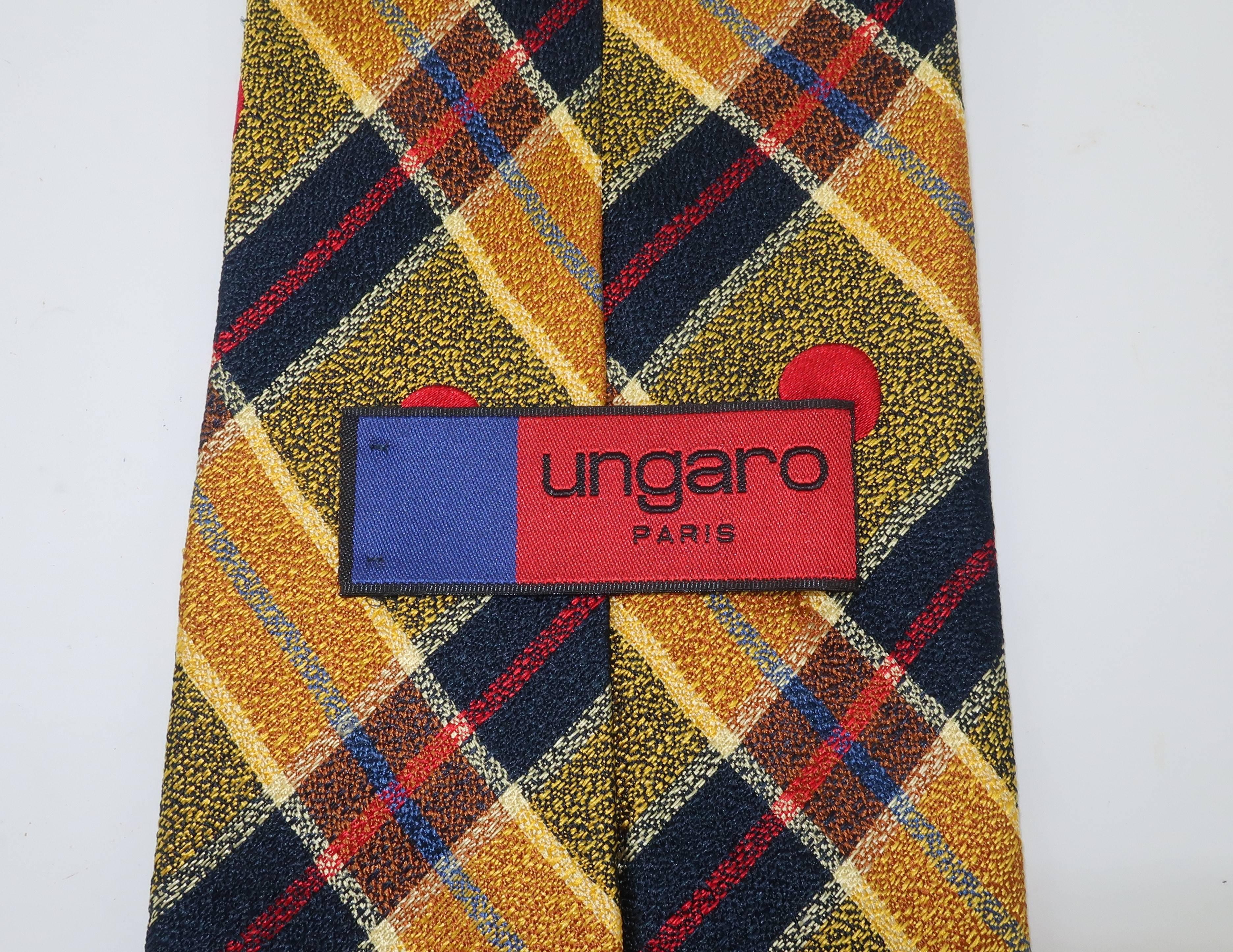 1990's Ungaro Silk Plaid Men's Necktie 2