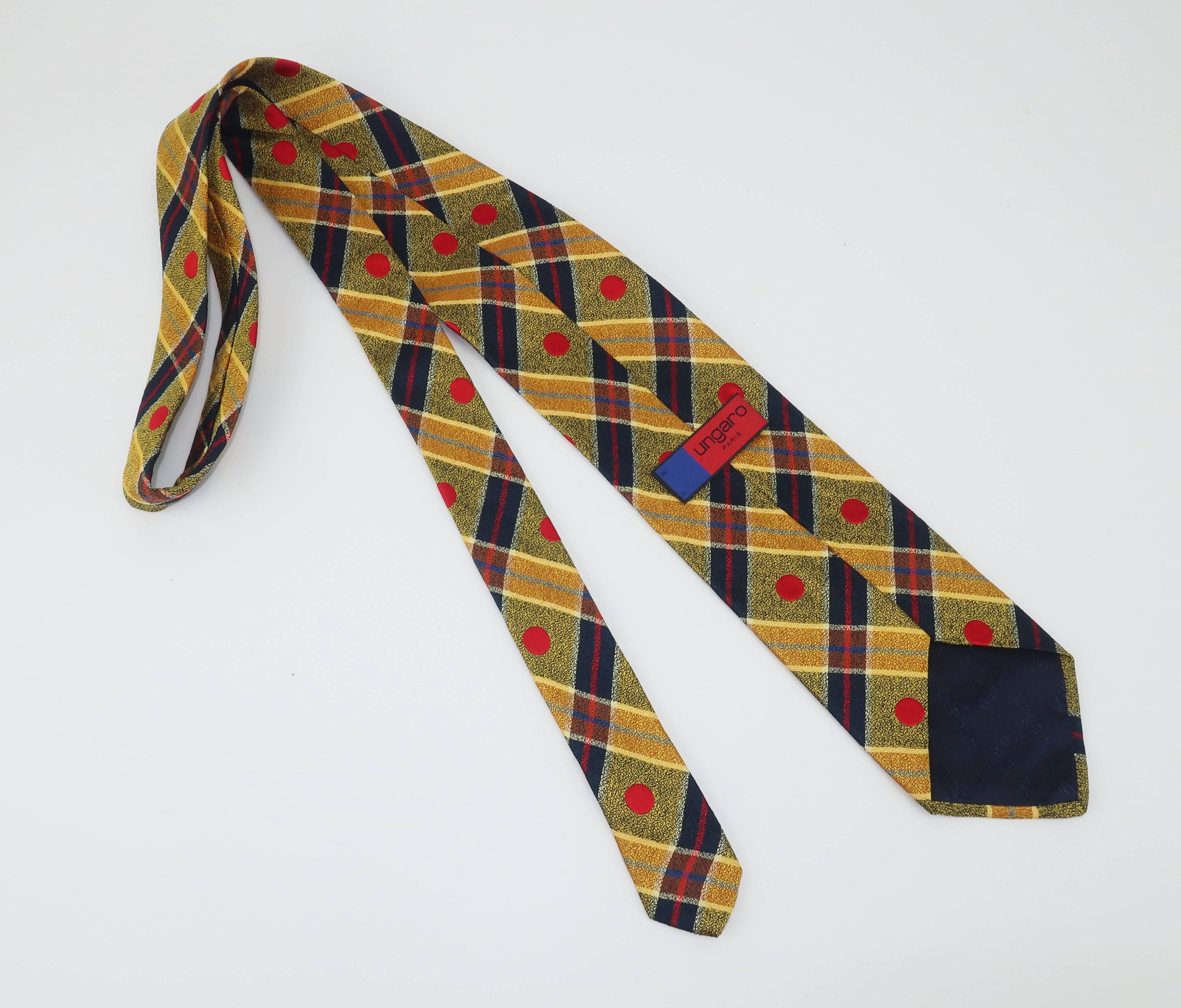 1990's Ungaro Silk Plaid Men's Necktie 1