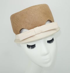 1950's Straw & Faille Hat With Cut Outs
