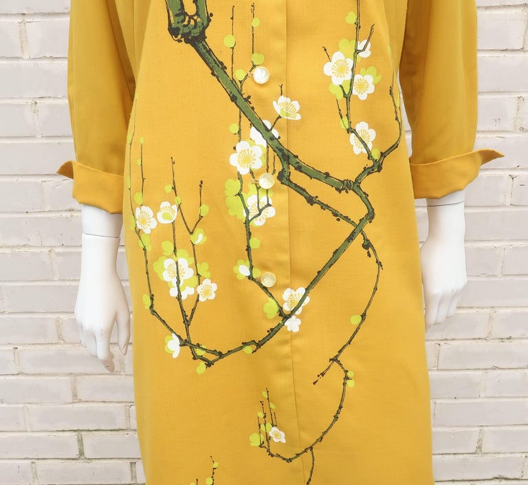 1960's Alfred Shaheen Hand Printed Hawaiian Shirt Dress For Sale at 1stDibs