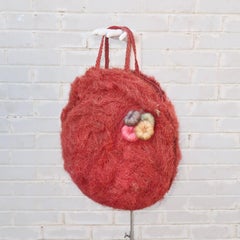 Large 1950's Coconut Straw Novelty Tote Handbag
