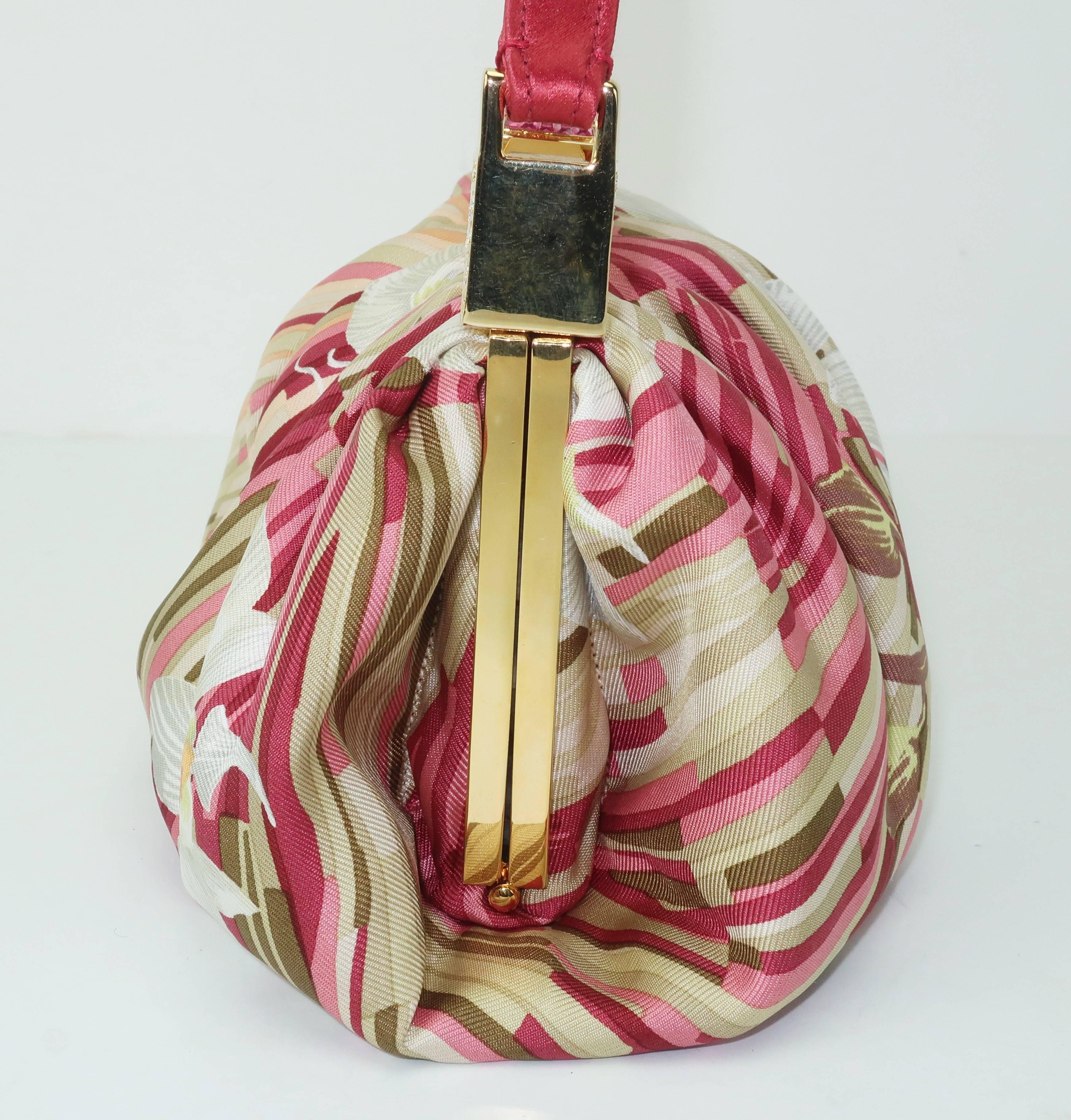 Judith Leiber Tropical Silk Handbag With Art Deco Style Frame 3