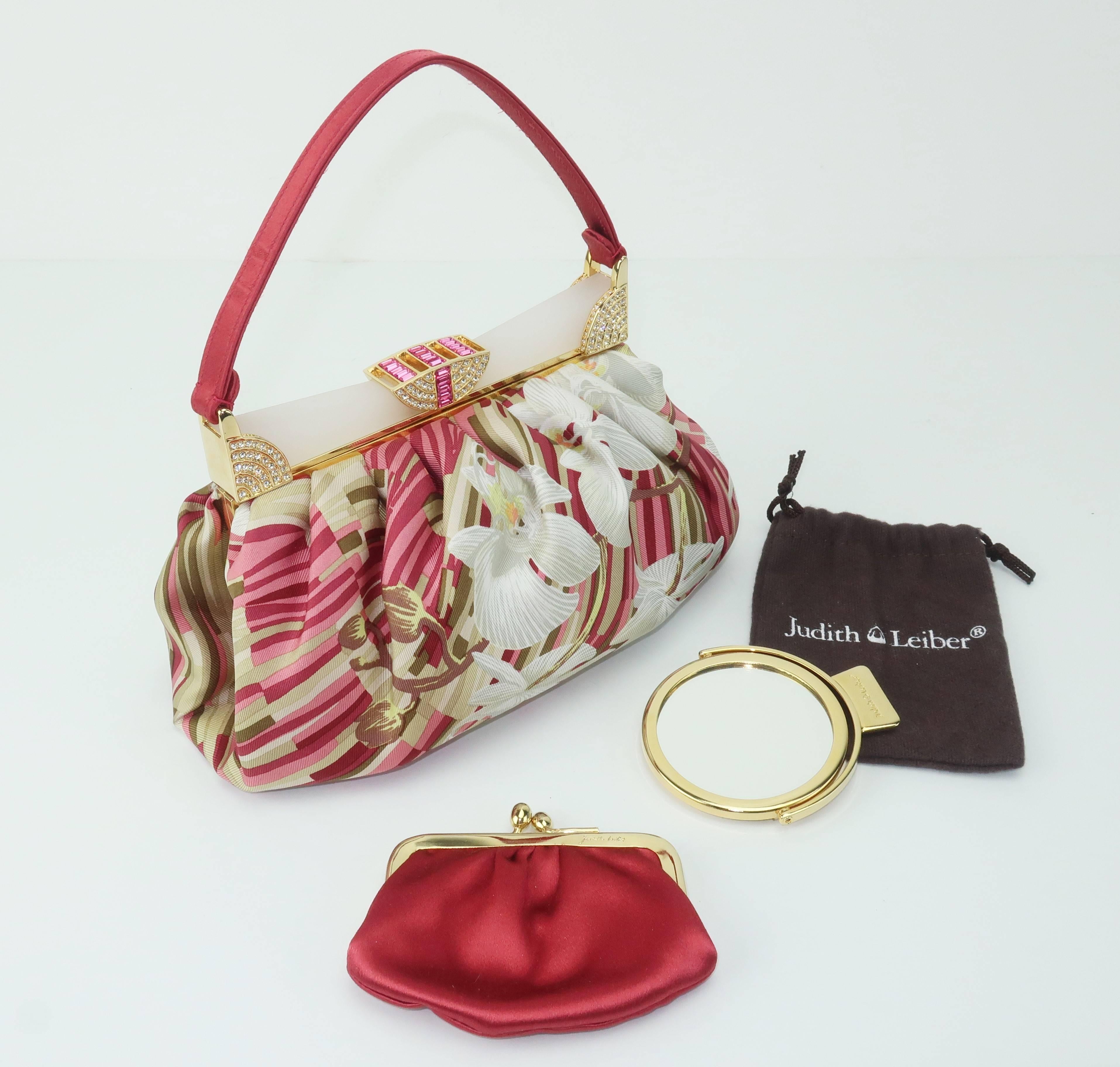 Judith Leiber Tropical Silk Handbag With Art Deco Style Frame 6