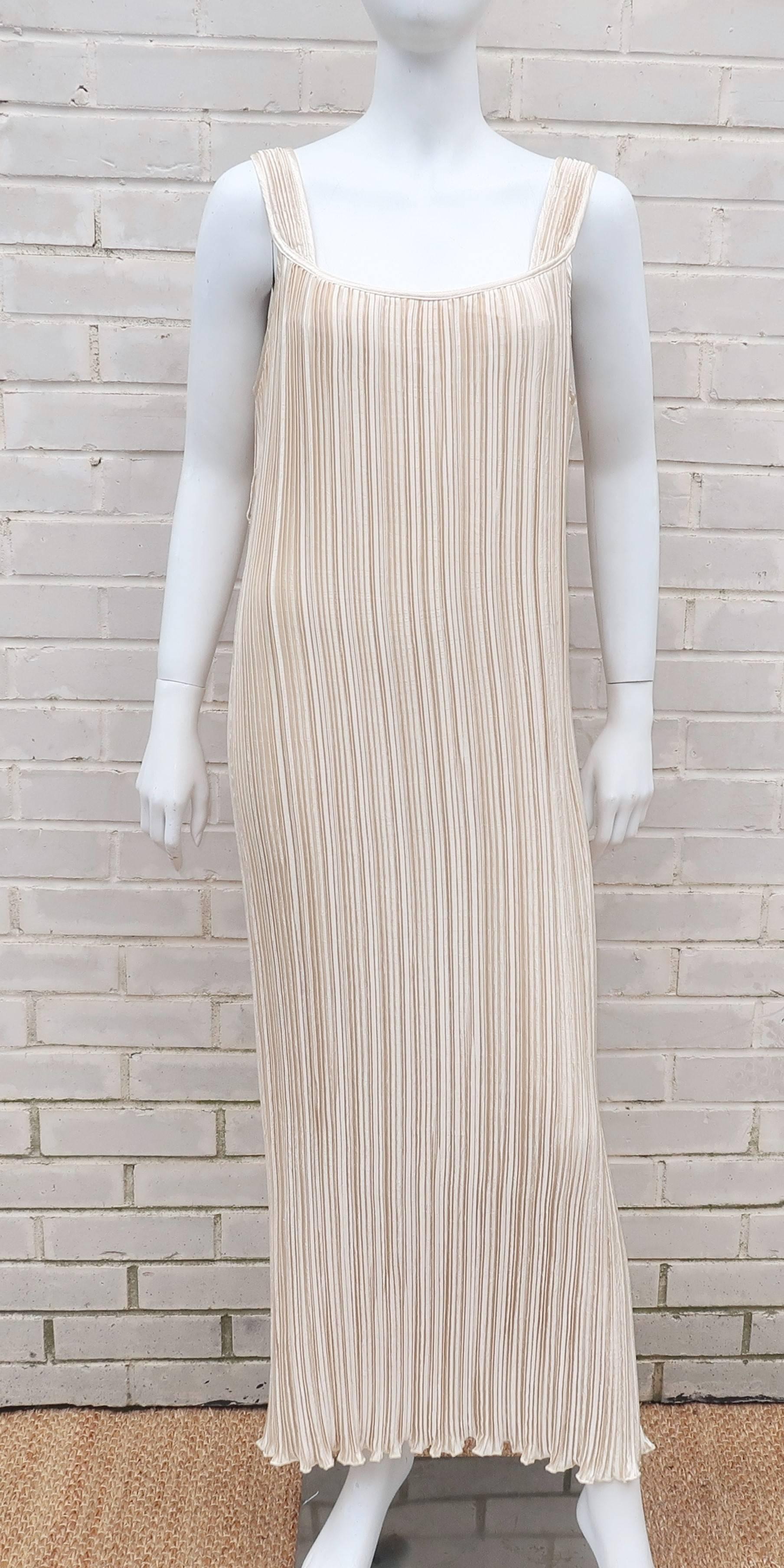 Beige 1980's Jeanne Marc Delphos Evening Dress With Jacket