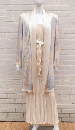 1980's Jeanne Marc Delphos Evening Dress With Jacket
