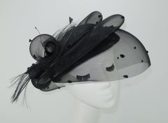 Vintage Marzi Sculptural Italian Black Net & Velvet Hat
