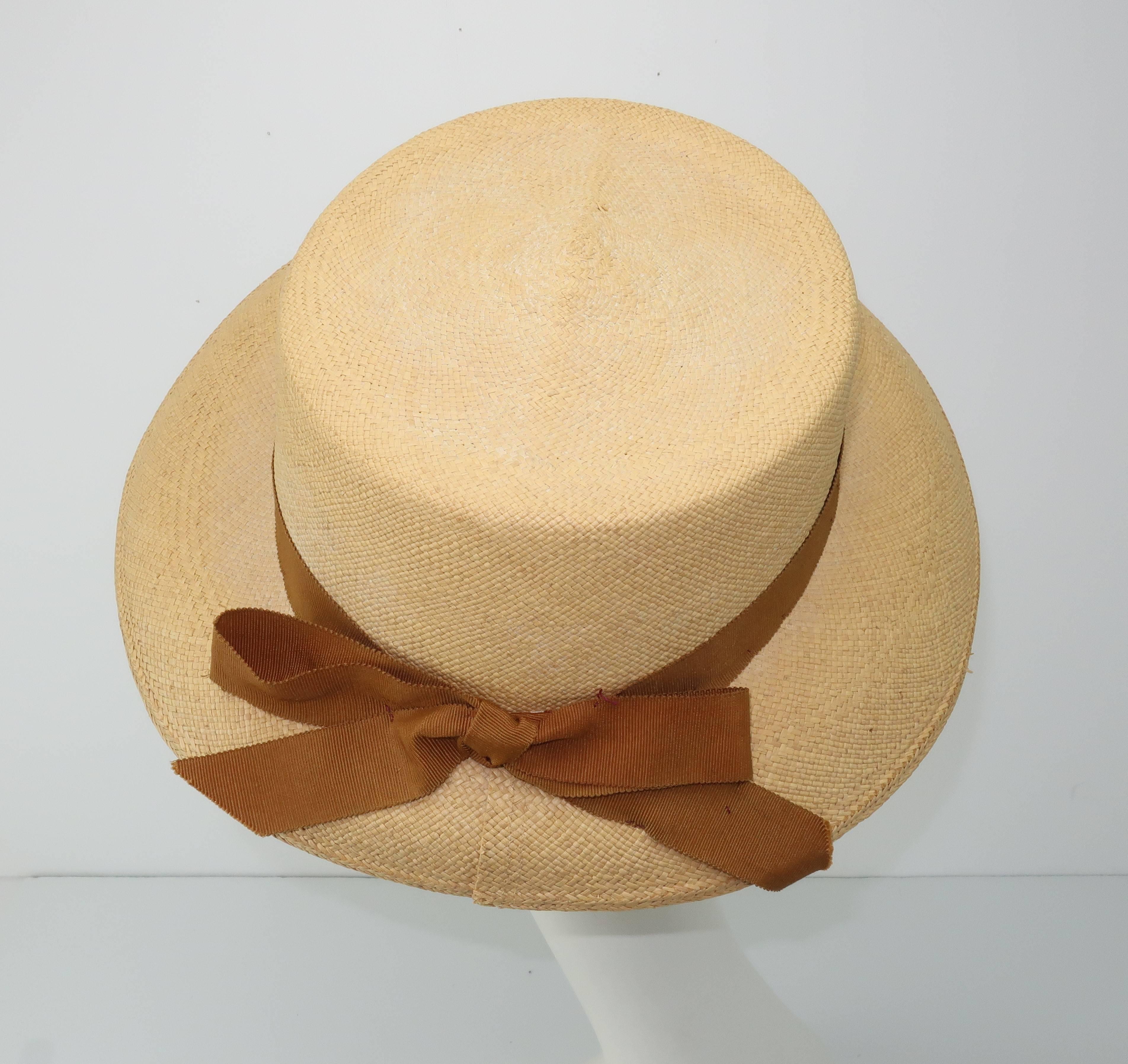 C.1930 Ladies Knox Straw ‘Panaire’ Panama Hat In Good Condition In Atlanta, GA