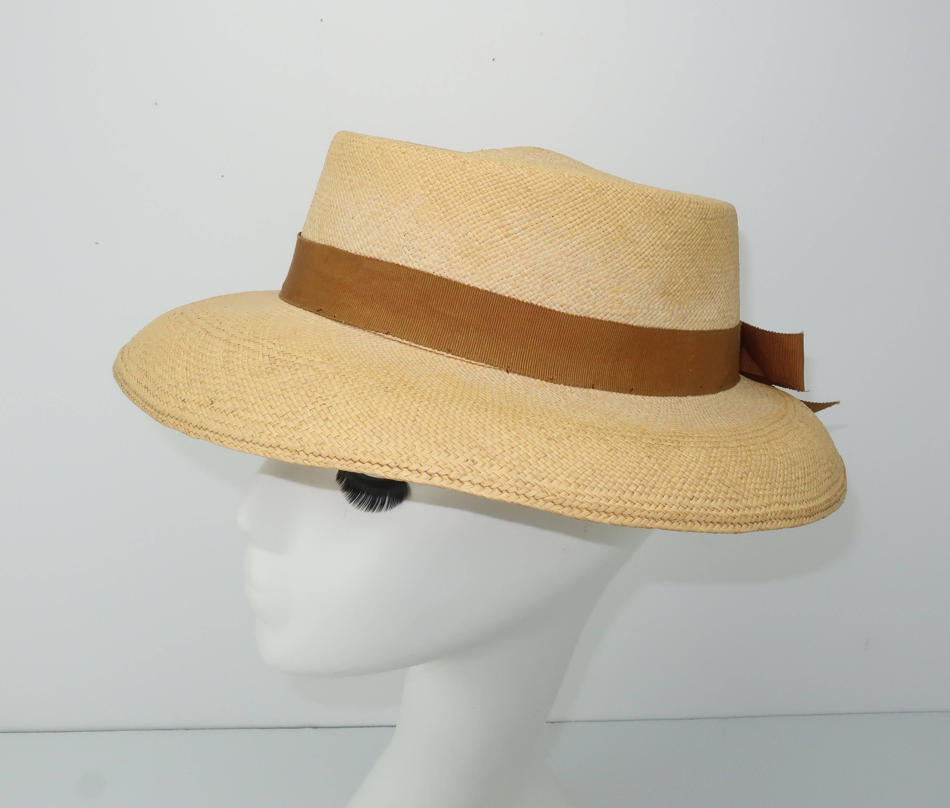 Beige C.1930 Ladies Knox Straw ‘Panaire’ Panama Hat