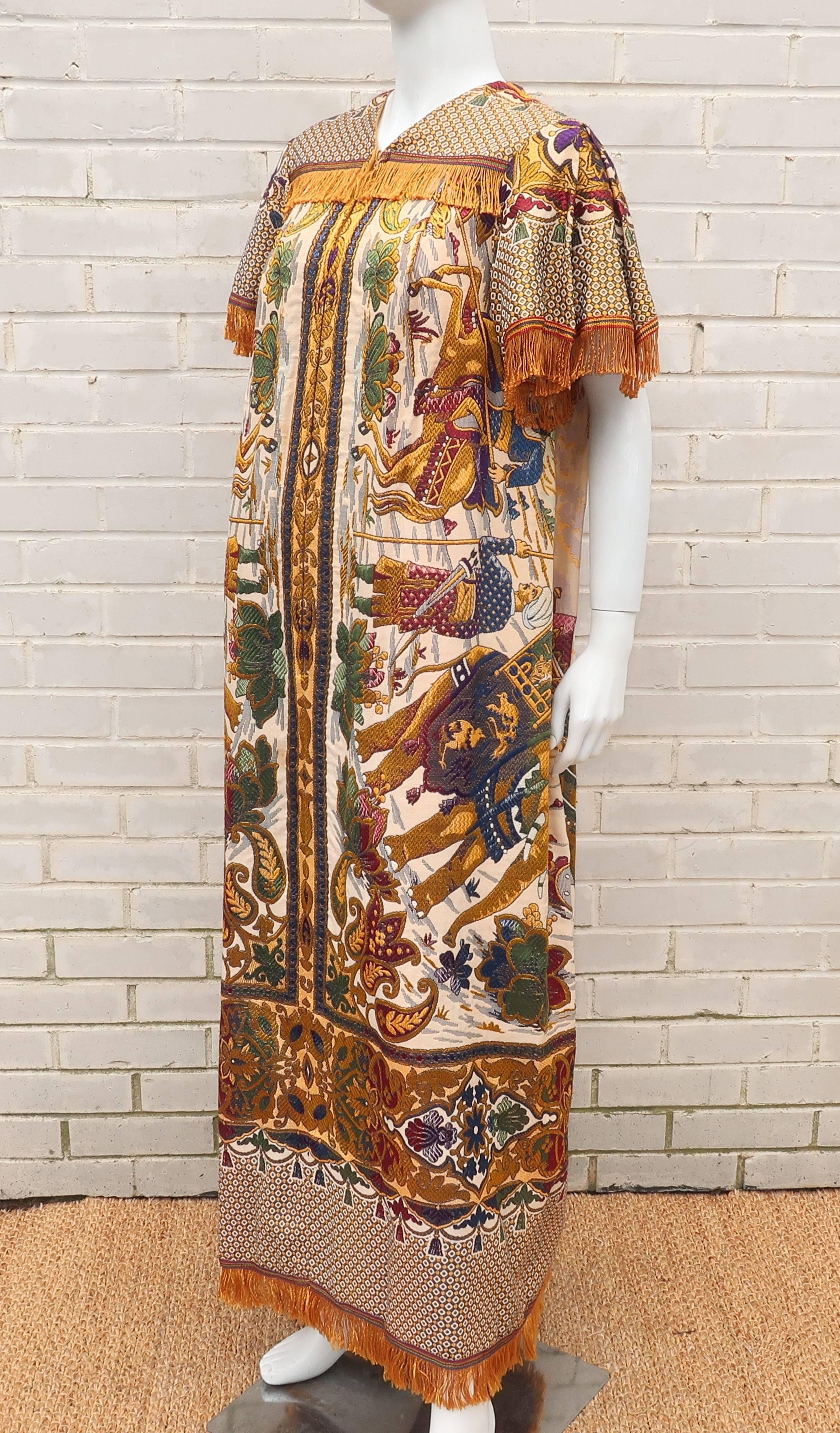 1960's Georgie Keyloun Raj Tapestry Caftan Dress Robe 1