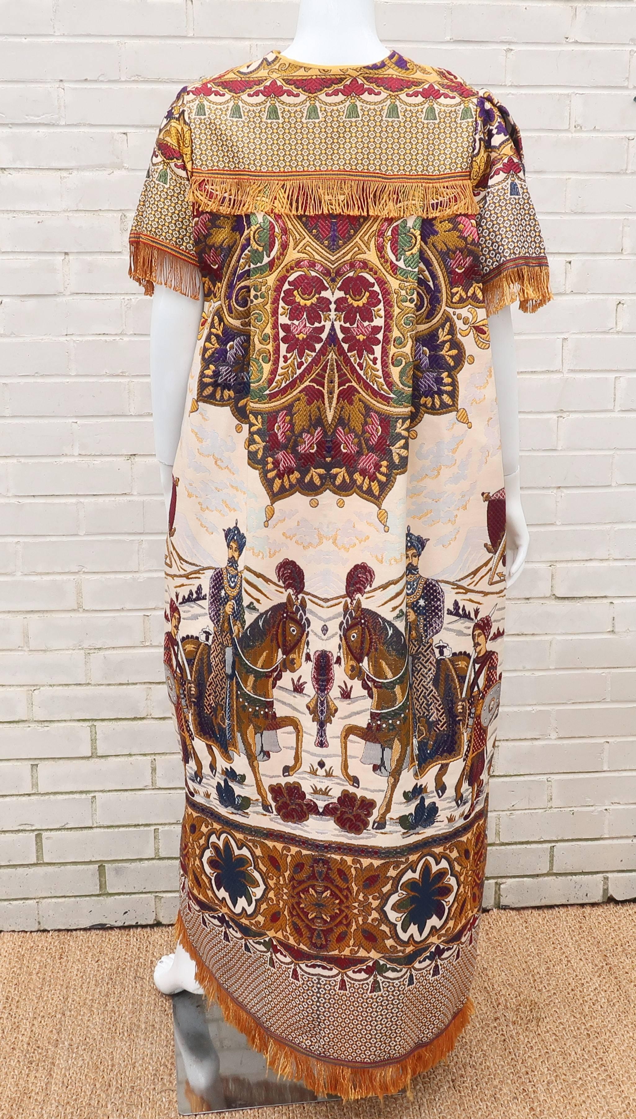1960's Georgie Keyloun Raj Tapestry Caftan Dress Robe 2