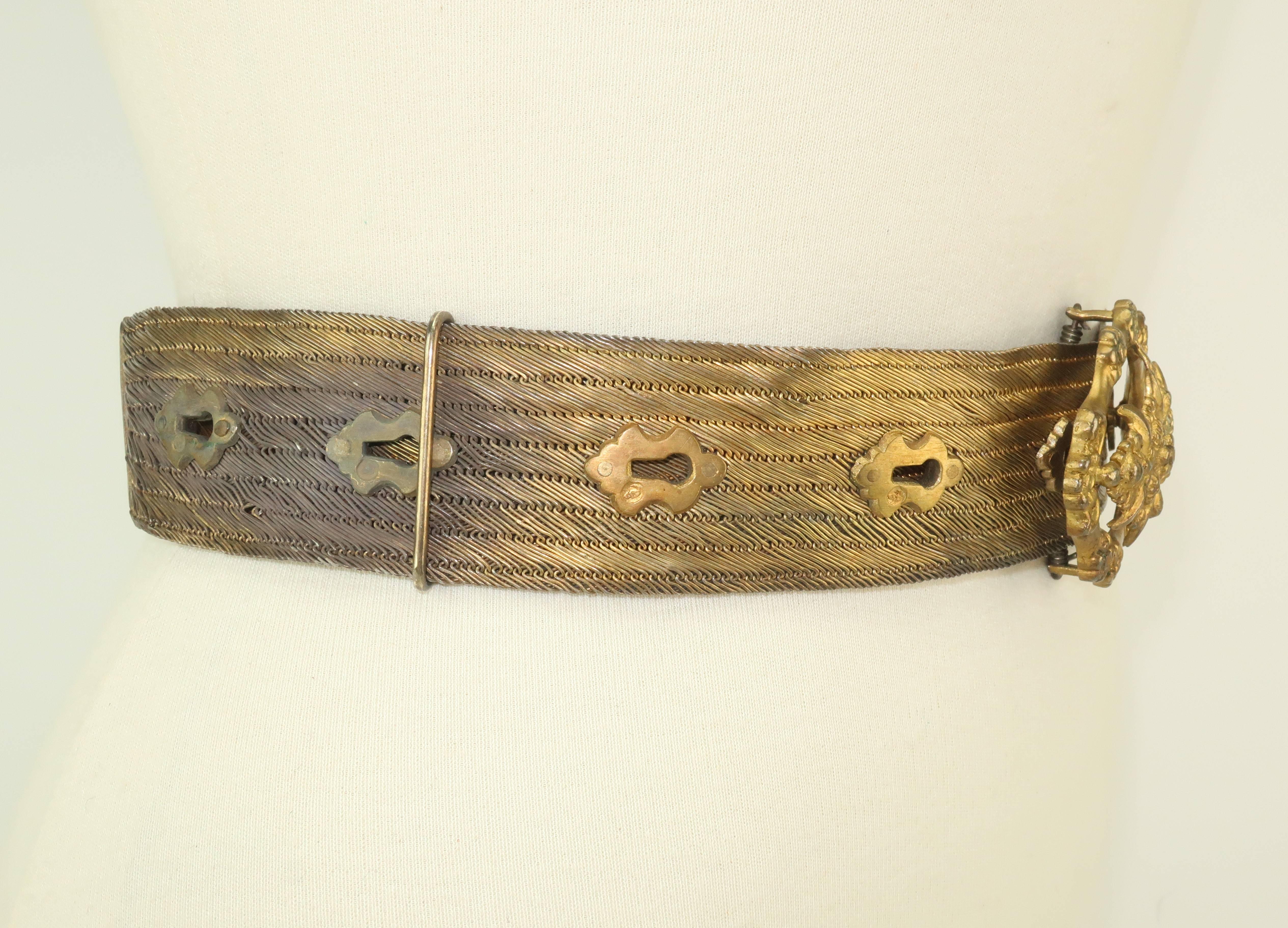 Antique C.1900 Turkish Gilt Silver Trabzon Wire Mesh Belt 4