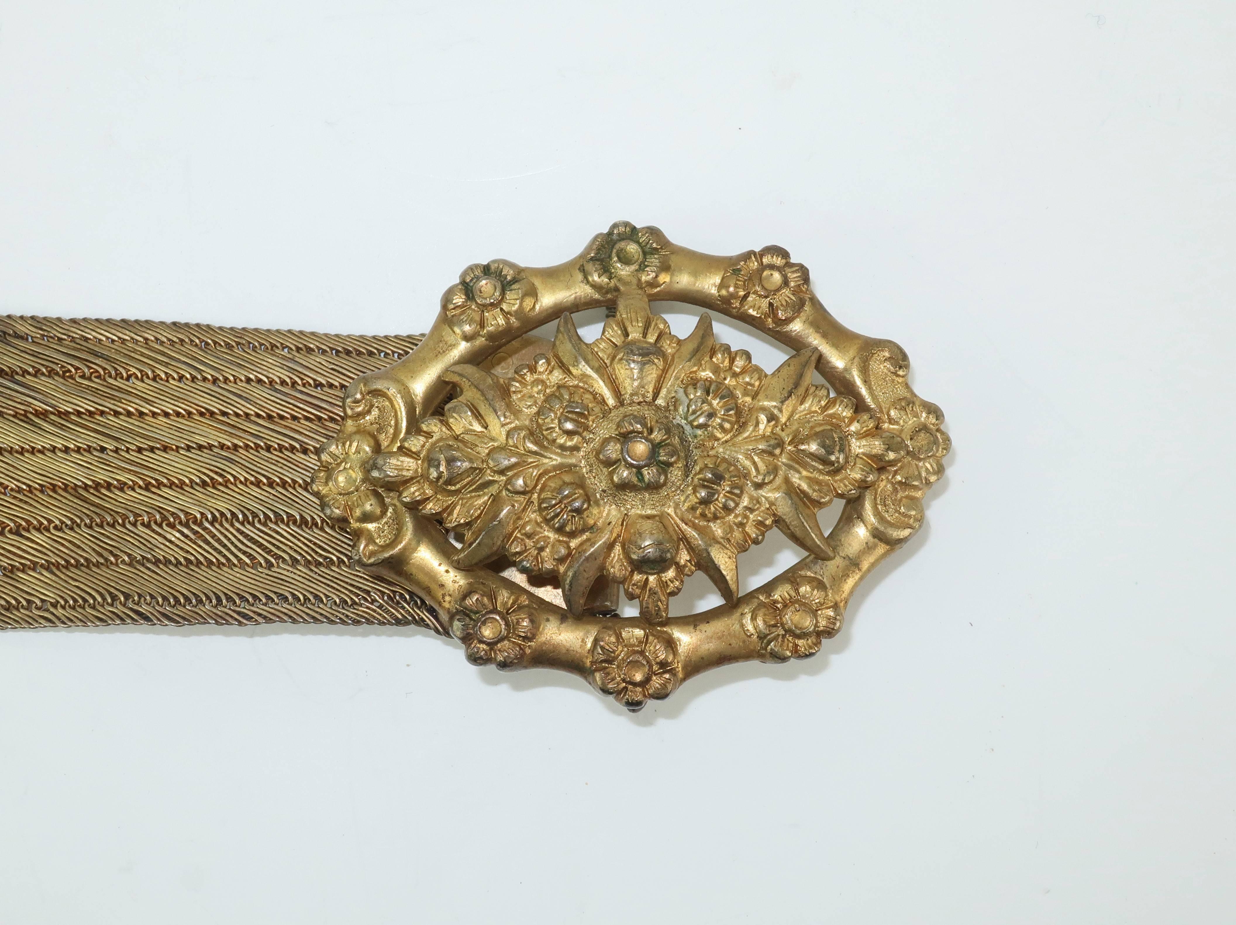 Brown Antique C.1900 Turkish Gilt Silver Trabzon Wire Mesh Belt