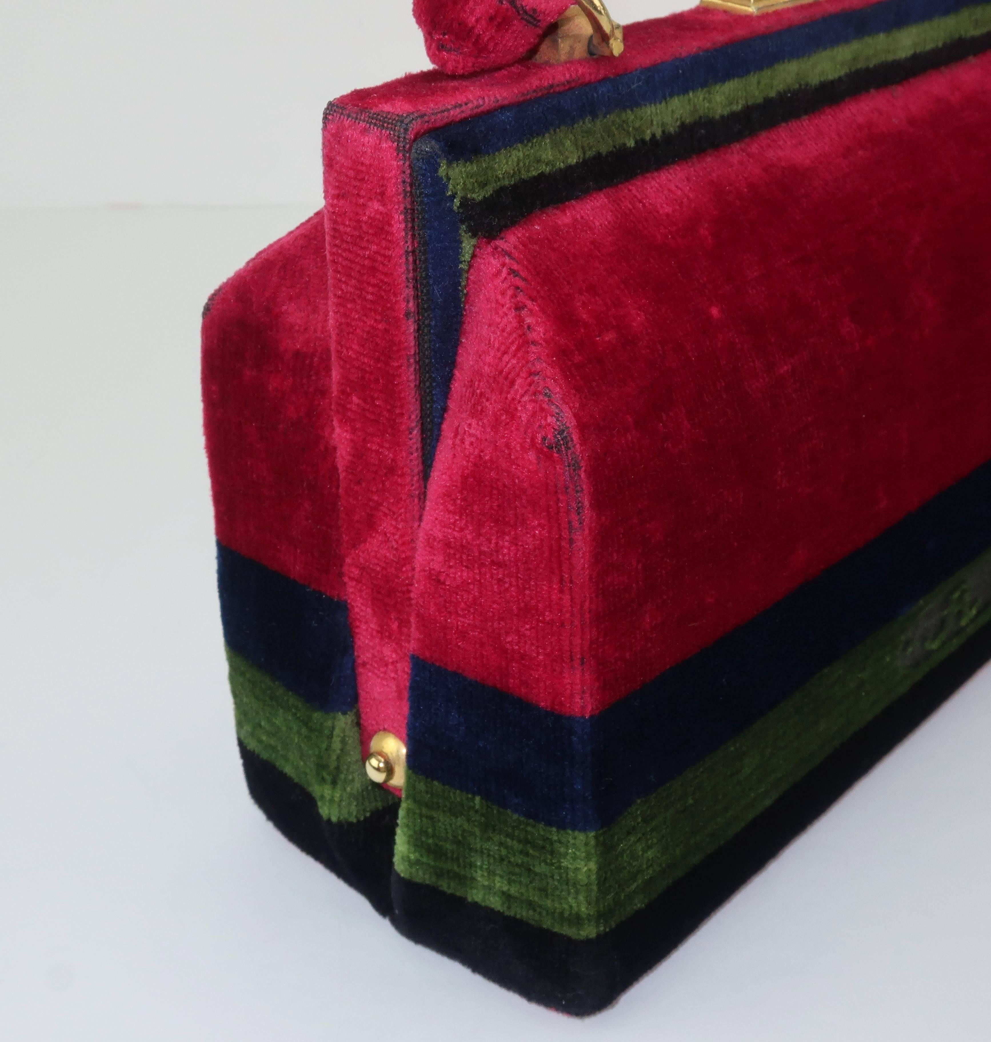 C.1960 Roberta Di Camerino Velvet Carpetbag Handbag 4