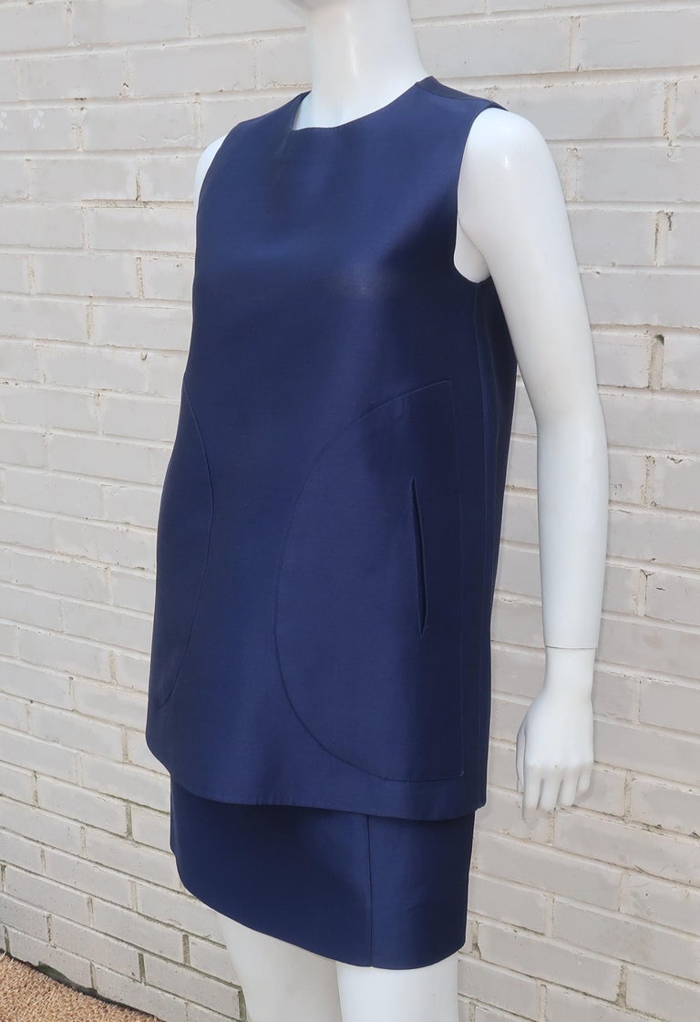 Sapphire Blue Marni Two Piece Cotton and Silk Blend Tunic Dress at 1stDibs