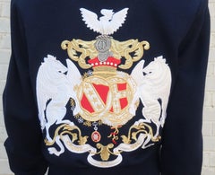 Sporty 1990's St. John Knit Nautical Blue Cardigan Lounge Suit