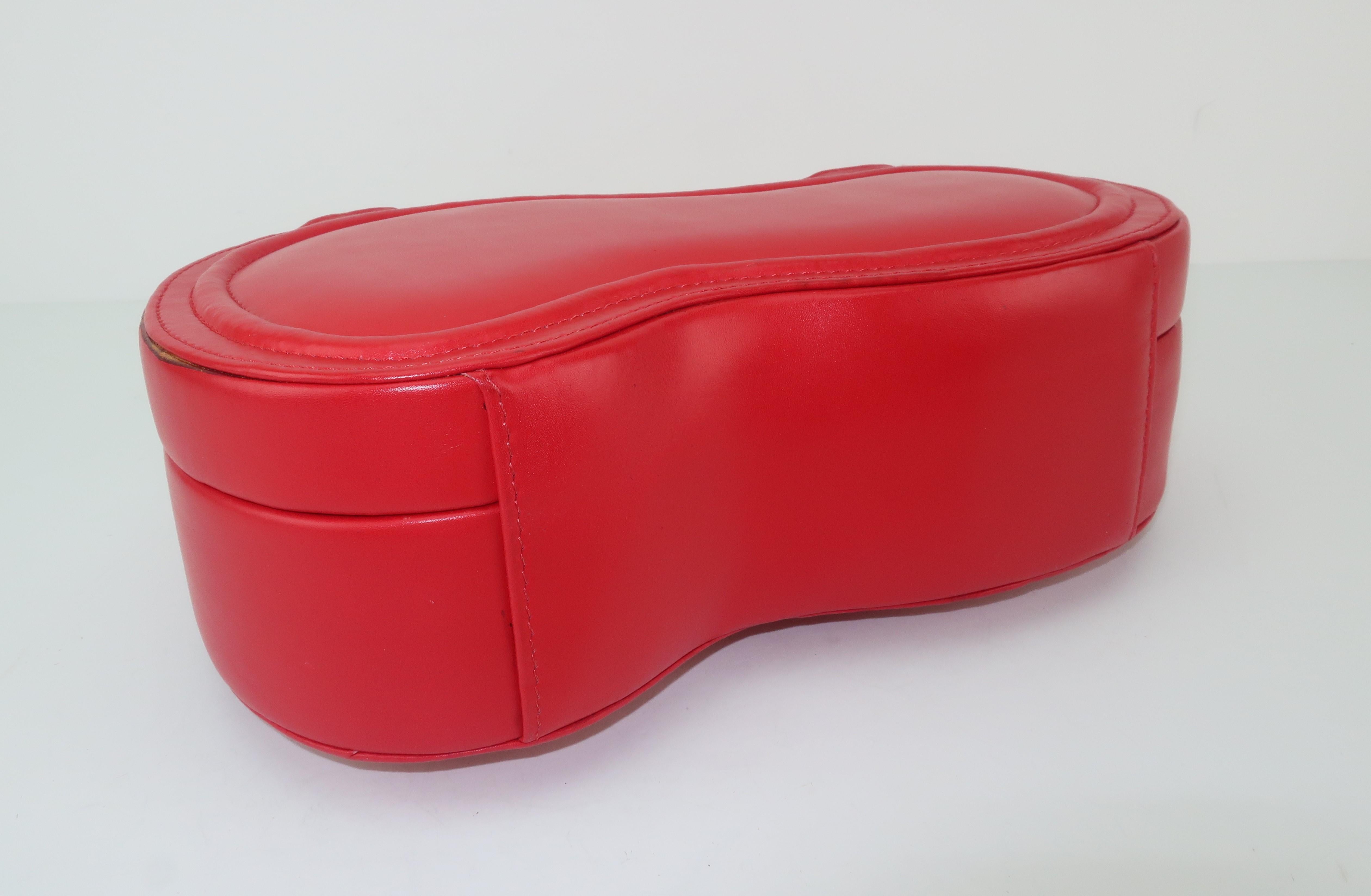 Freon Firenze Italian Red Leather Handbag With Unique Handle 6