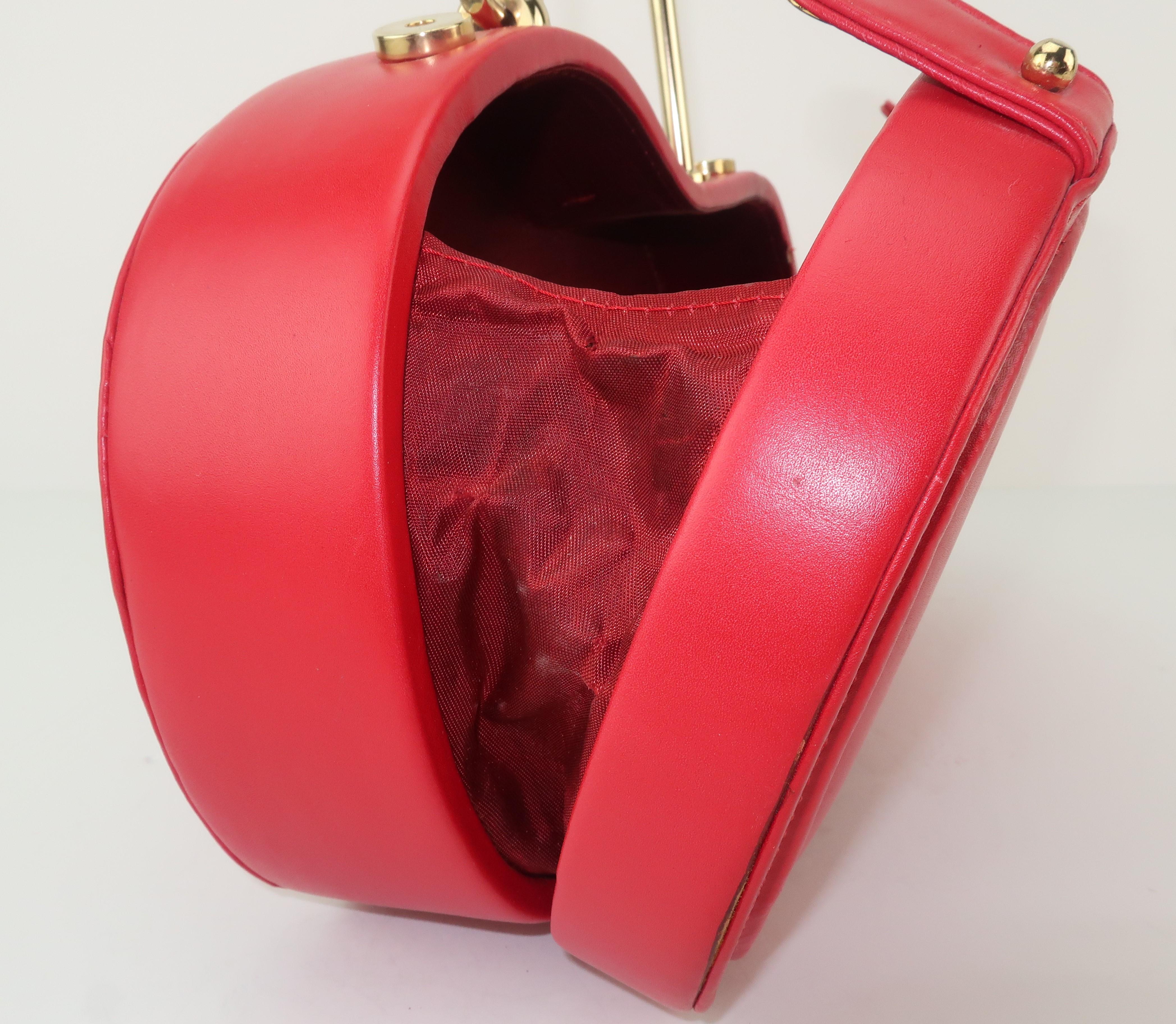 Freon Firenze Italian Red Leather Handbag With Unique Handle 4