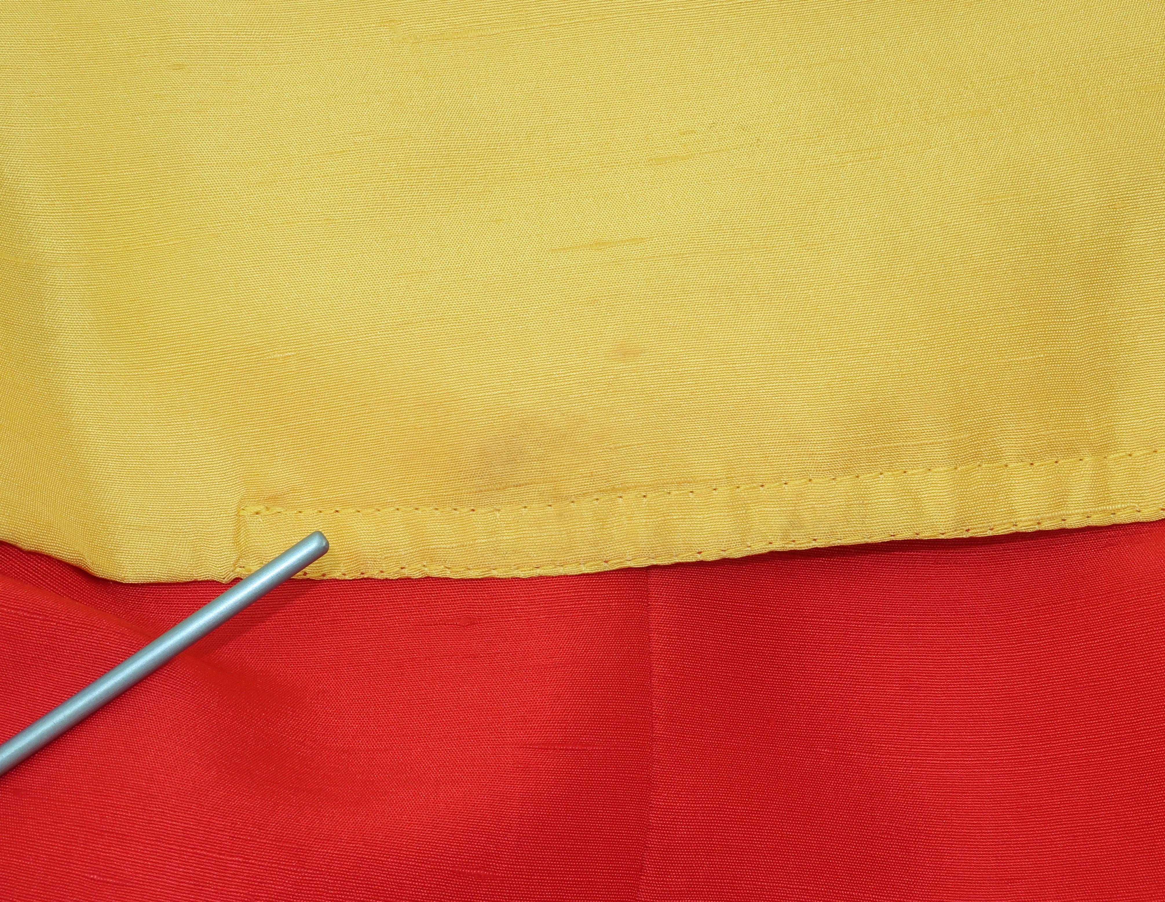 1980's Yellow & Red Shantung Silk Sequin Dress & Trench Coat Set 11